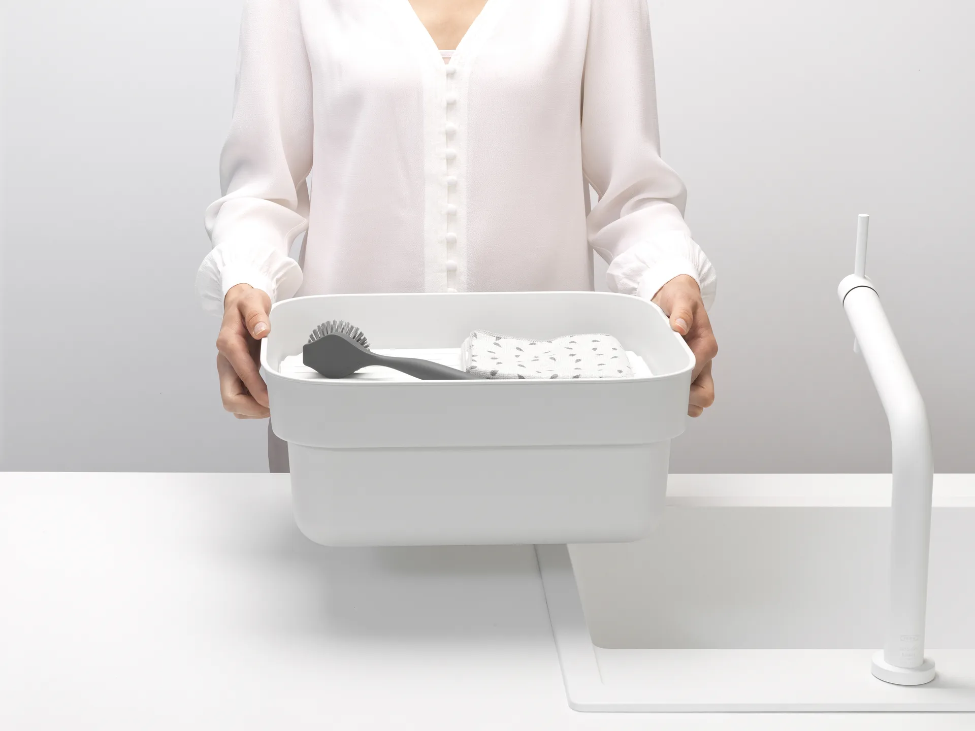 Bacia de louça com escorredor Sinkside 34x37 cm, Light grey Brabantia