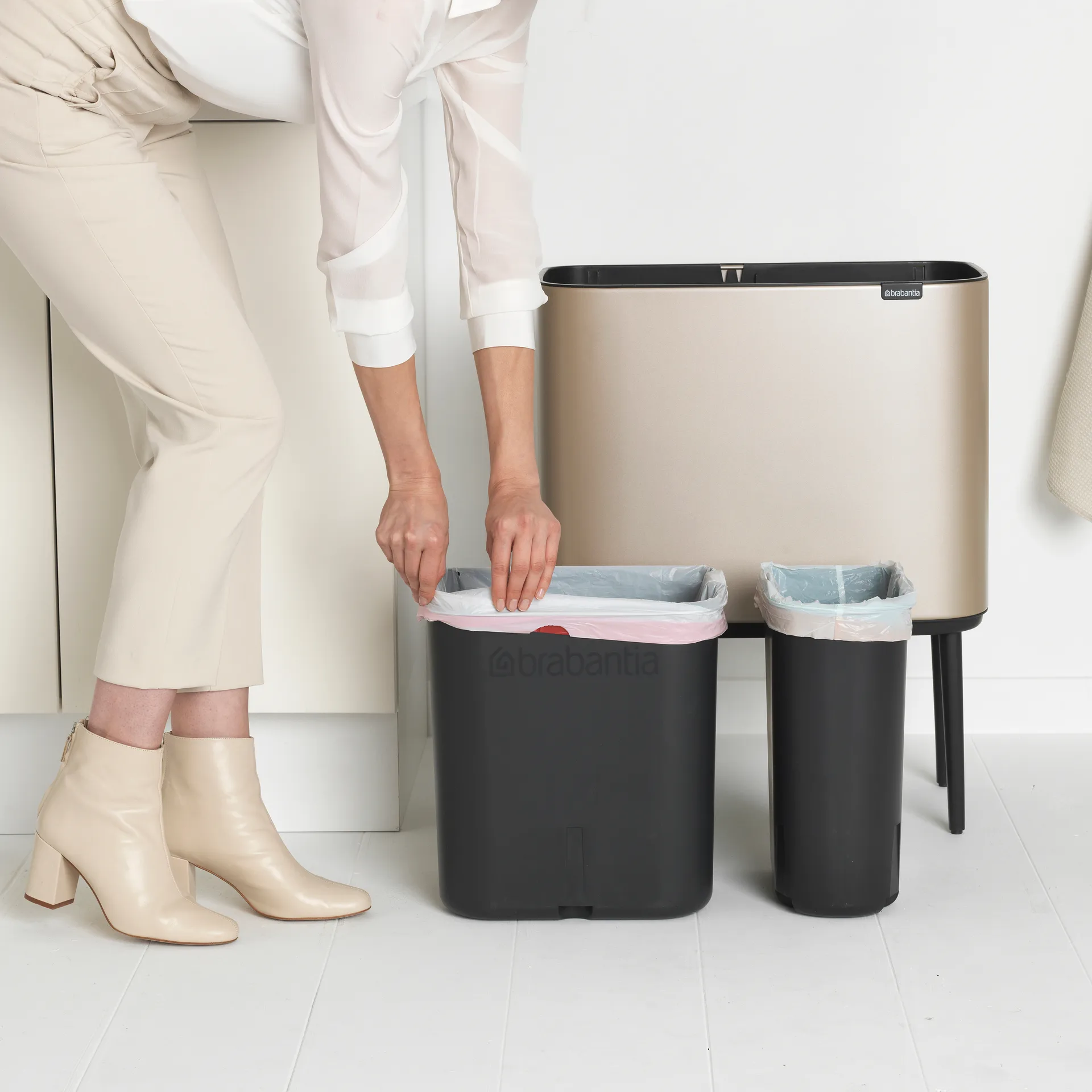 Bo Touch Bin 11+23 litros, Metallic Gold Brabantia