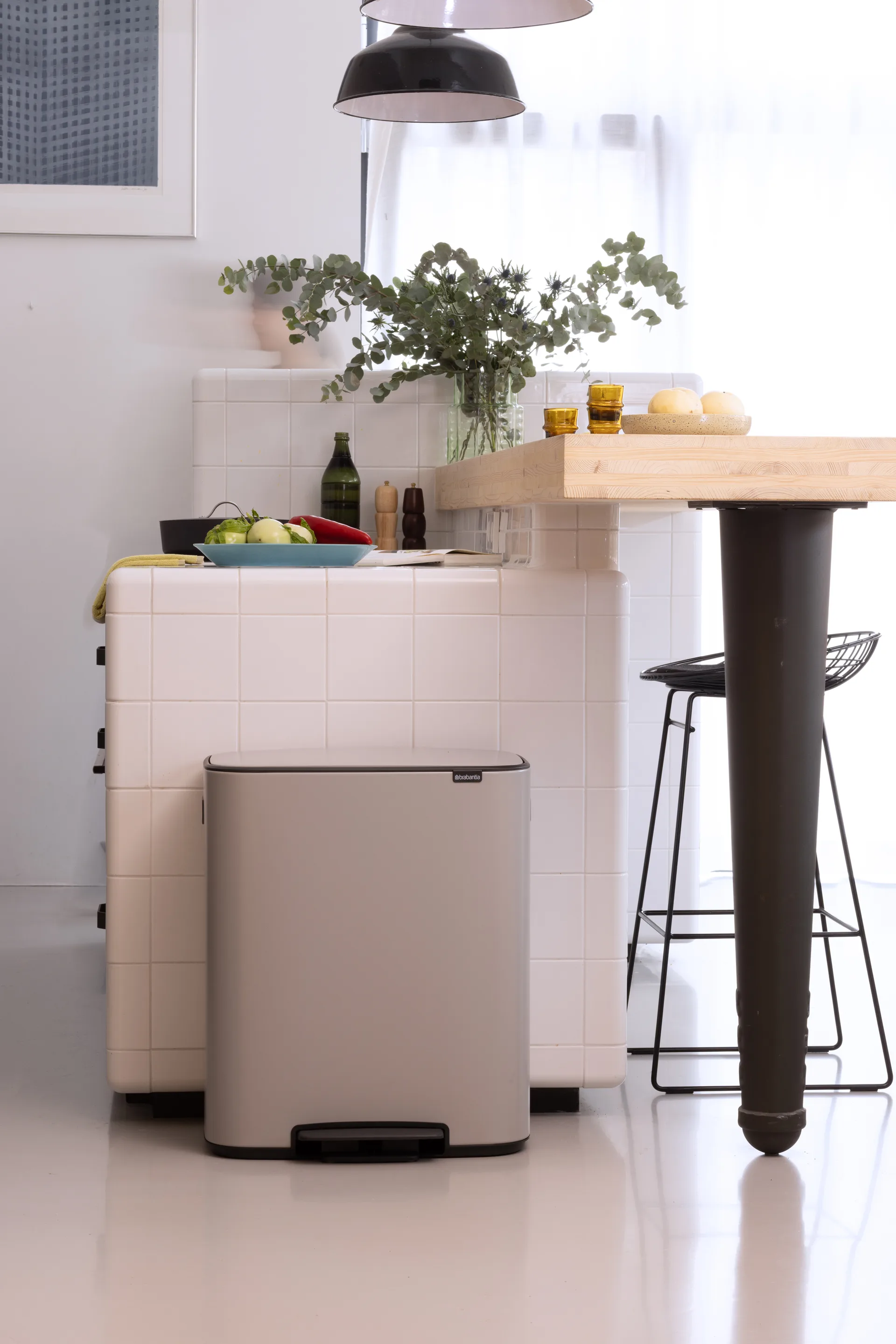 Caixote com pedal Bo Bin 2x30 L, Soft grey Brabantia