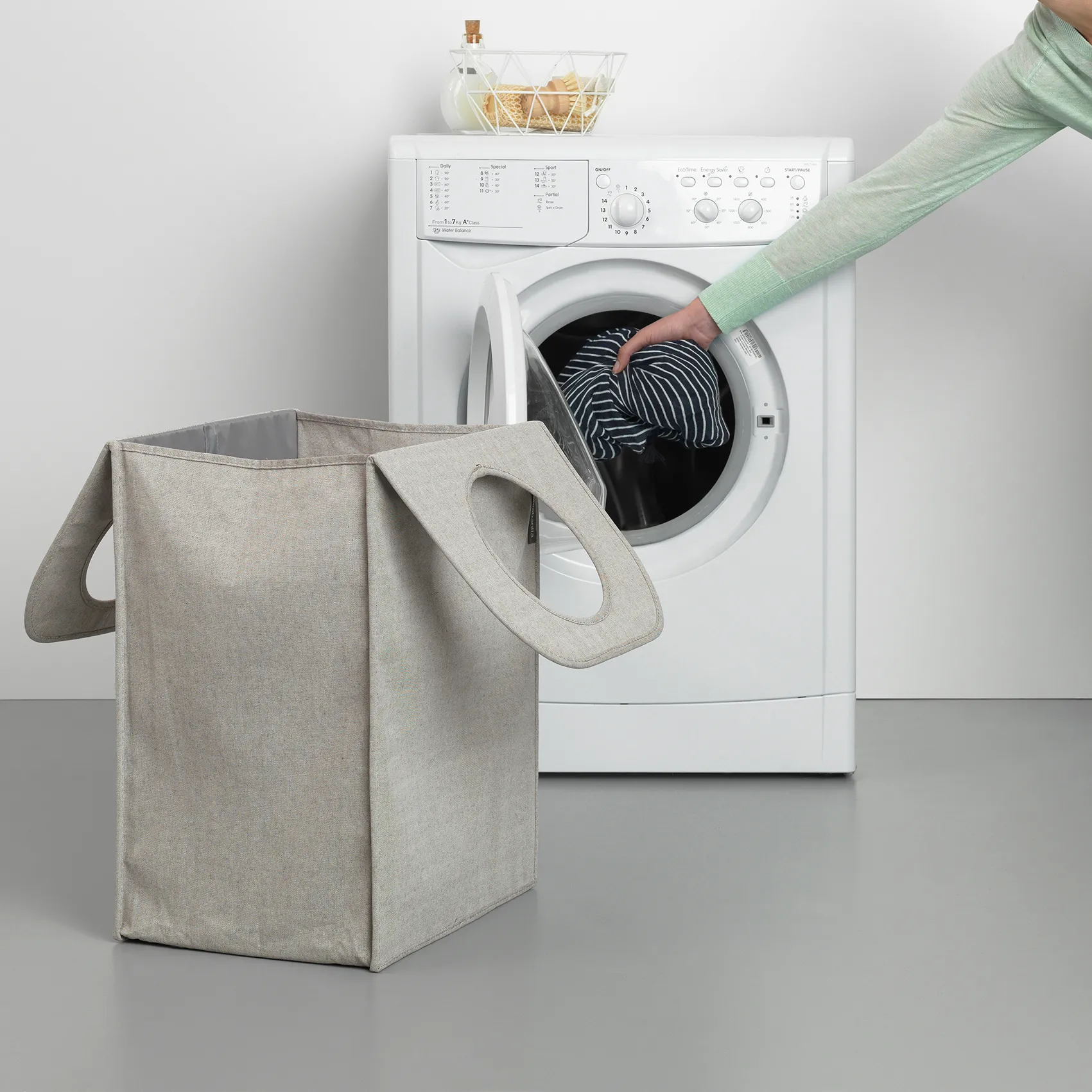 Cesto de roupa de tecido Brabantia retangular 55 litros, light grey Brabantia