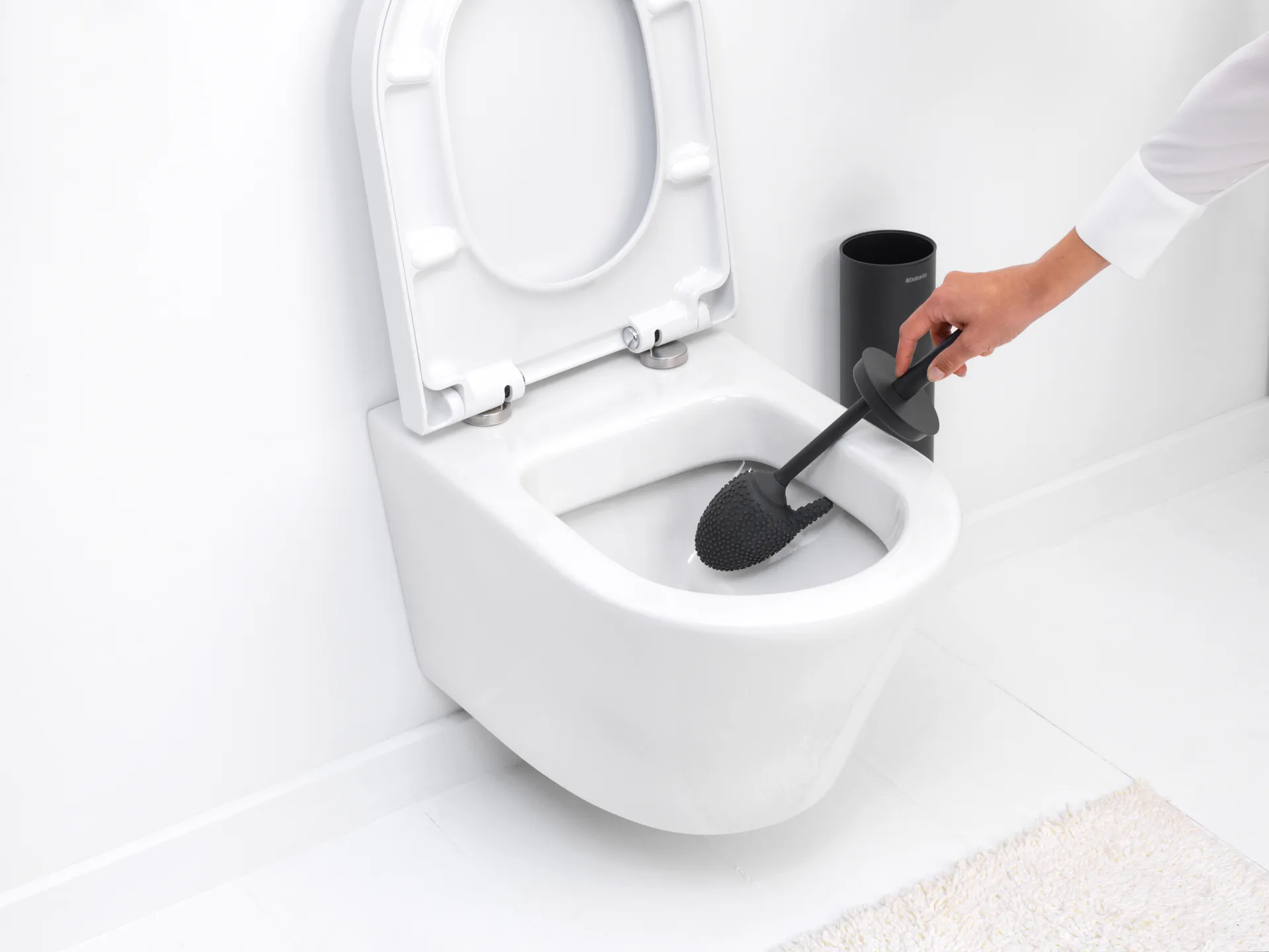 Escova WC MindSet com suporte, Mineral Infinite Grey, silicone Brabantia