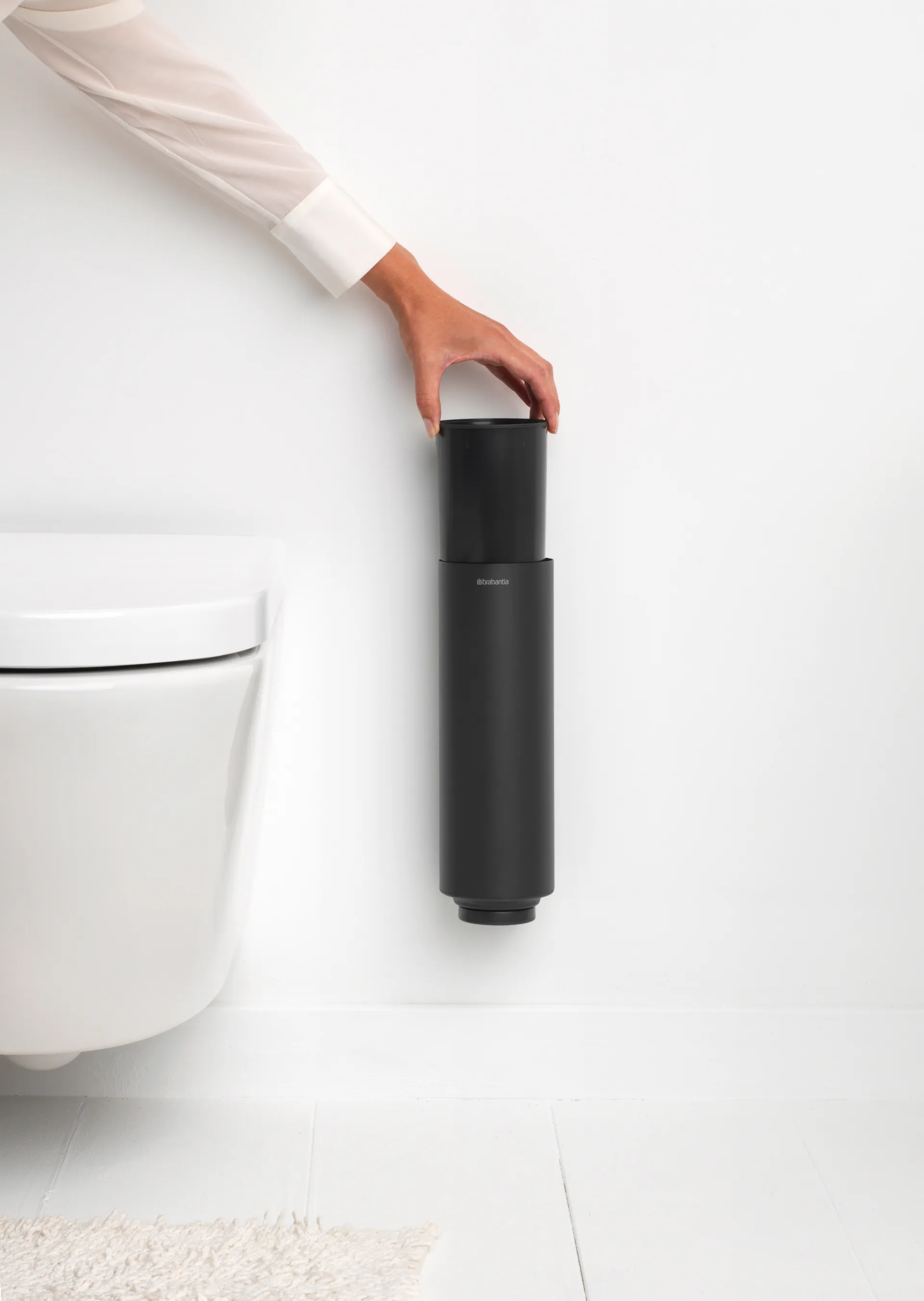 Escova WC MindSet com suporte, Mineral Infinite Grey, silicone Brabantia