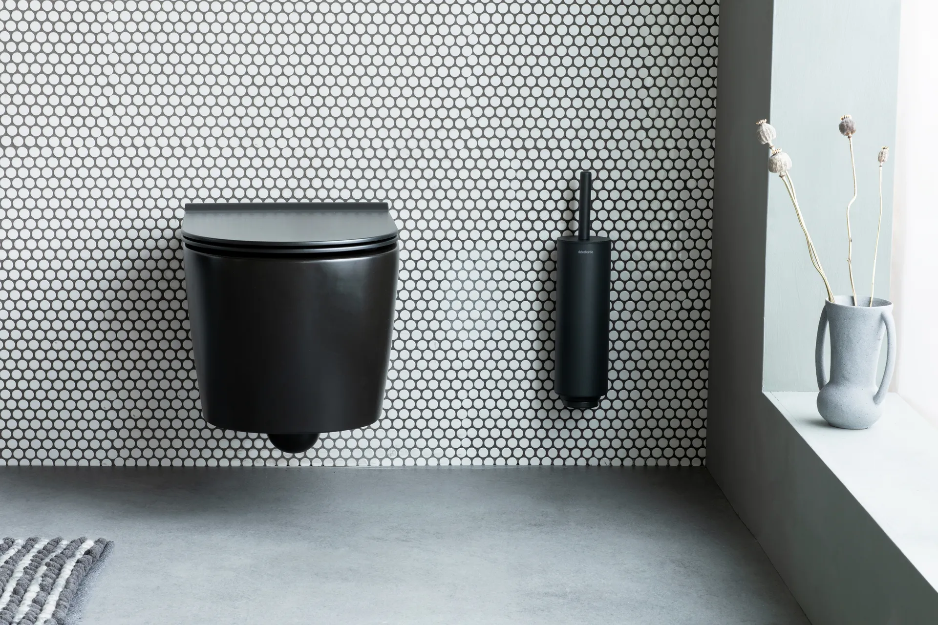Escova WC MindSet com suporte, Mineral Infinite Grey, silicone Brabantia