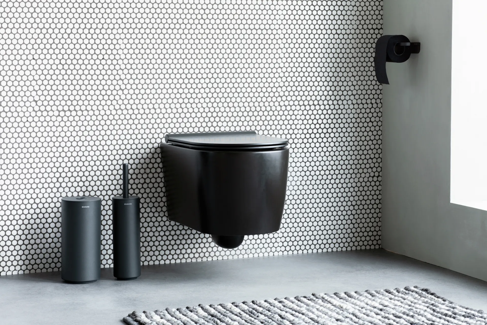 Escova WC MindSet com suporte, Mineral Infinite Grey, silicone Brabantia