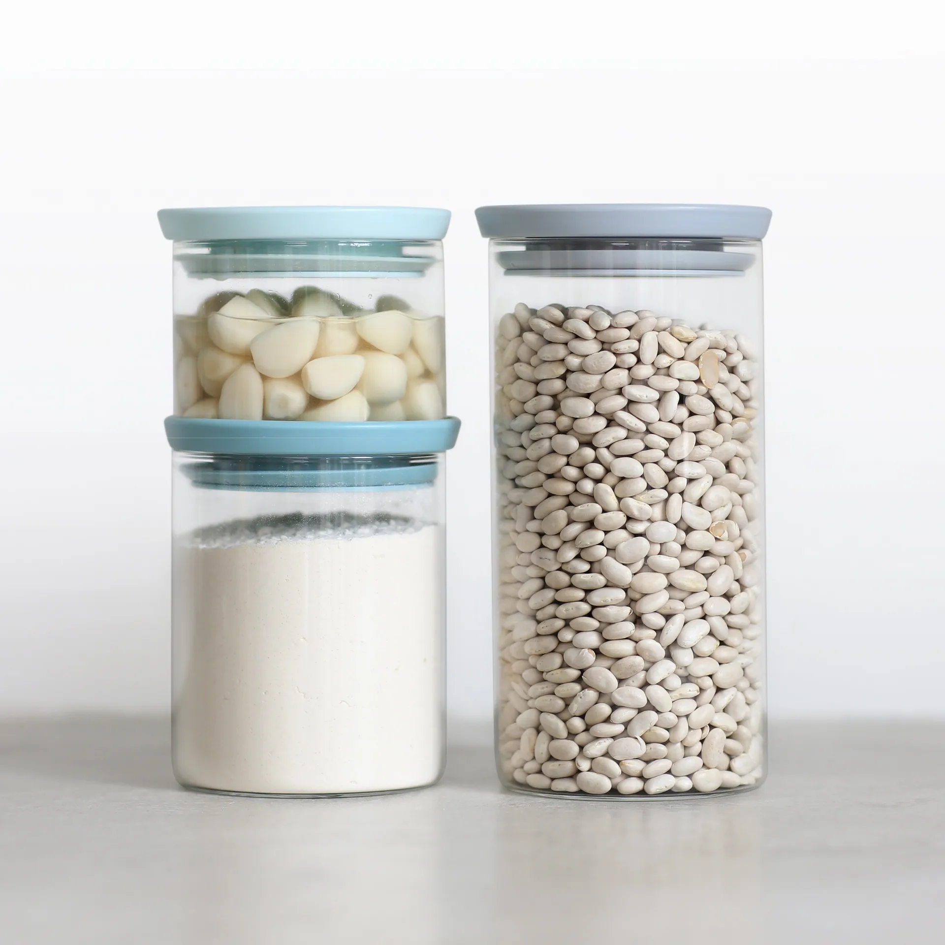 Recipiente de vidro Brabantia, 3 un., cinza-azul Brabantia