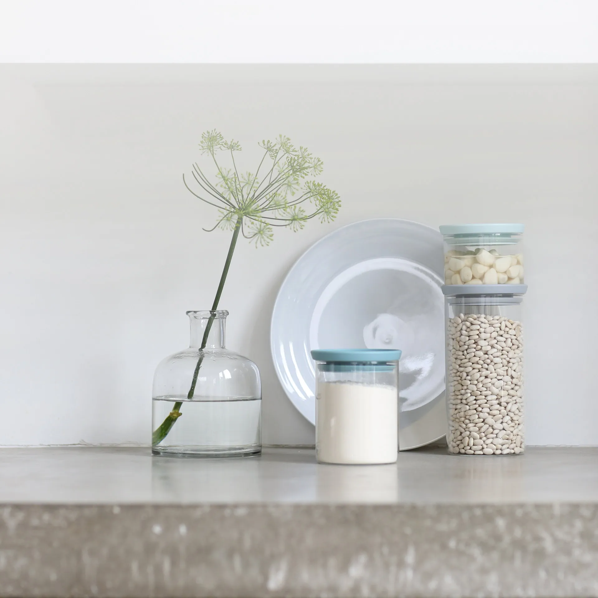 Recipiente de vidro Brabantia, 3 un., cinza-azul Brabantia