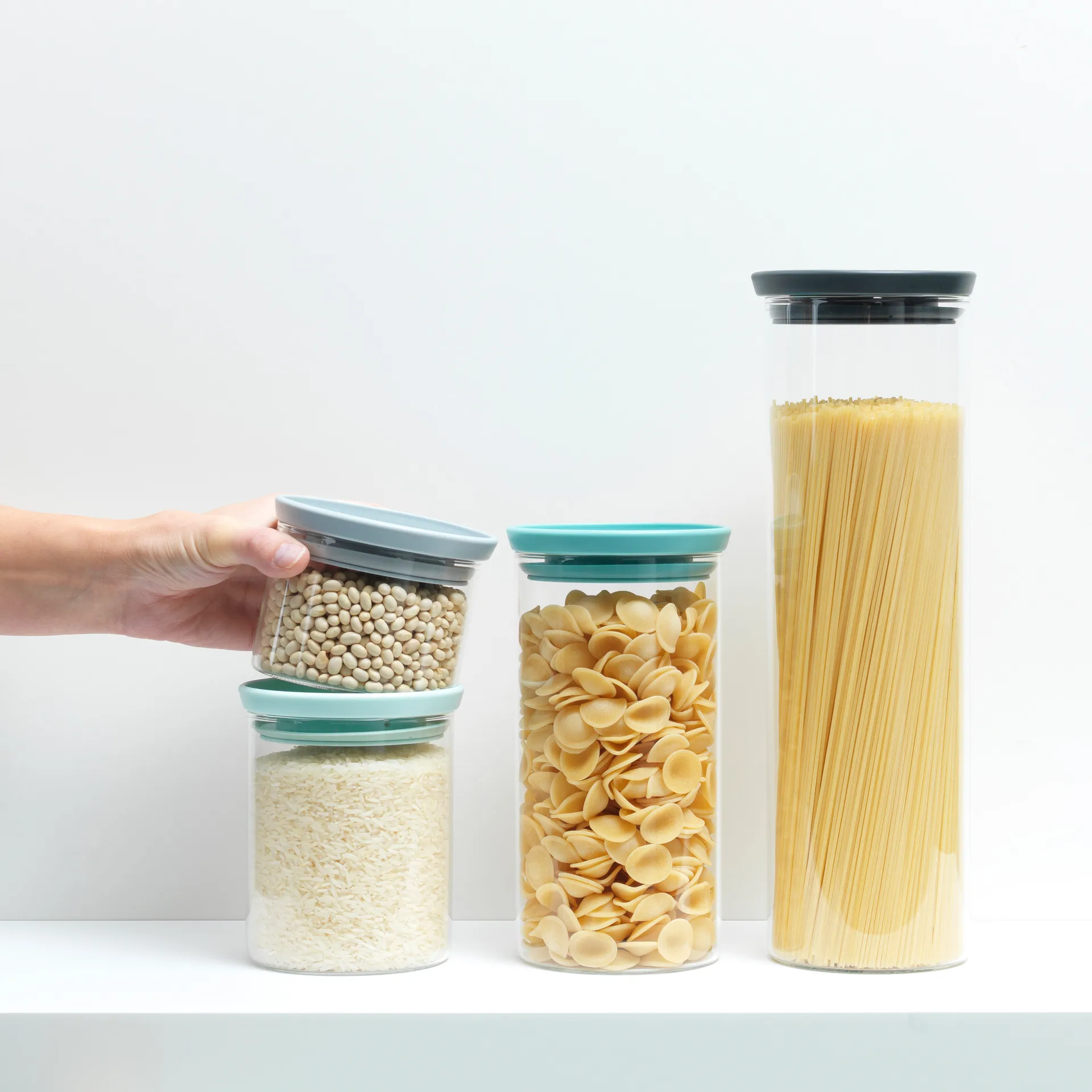 Recipiente de vidro Brabantia, 3 un., cinza-azul Brabantia
