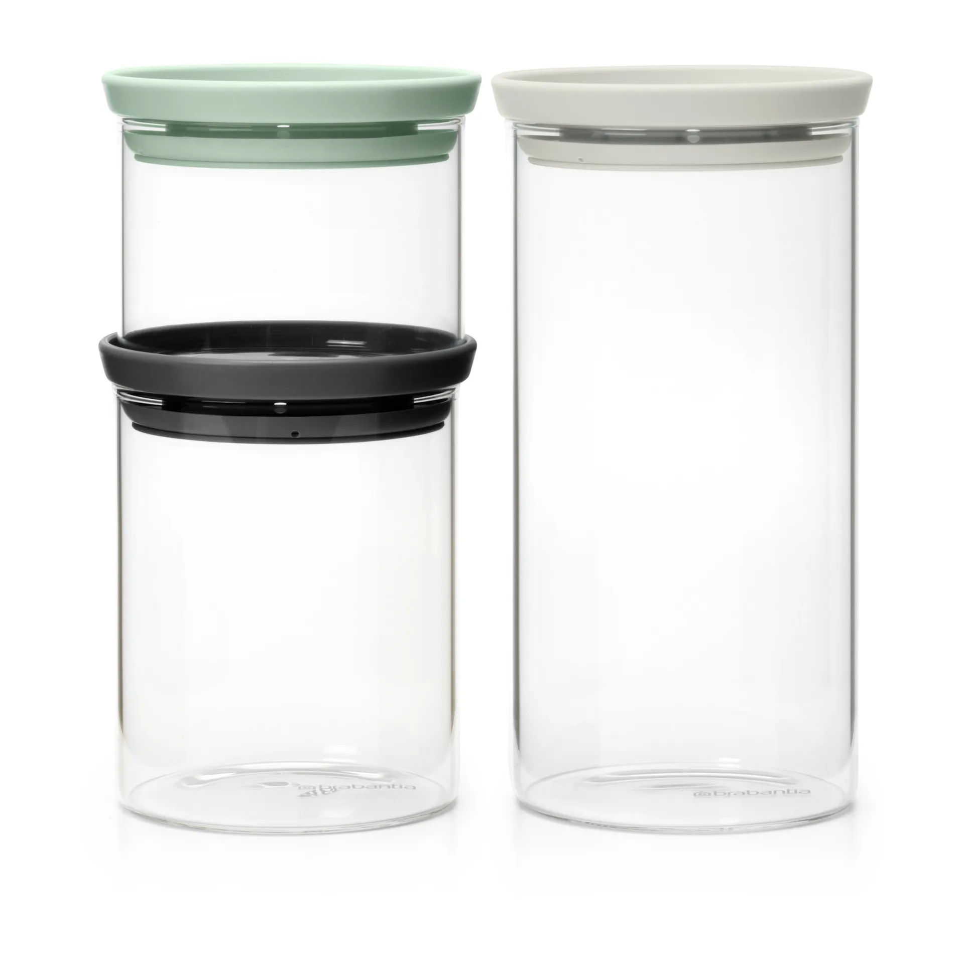 Recipiente de vidro Brabantia, 3 un., Preto-cinza-verde Brabantia