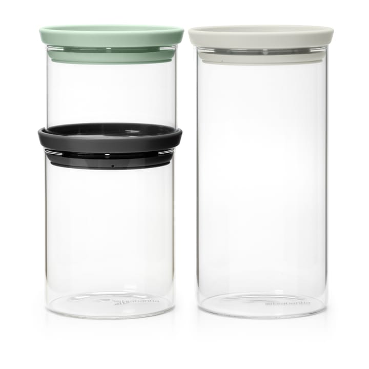 Recipiente de vidro Brabantia, 3 un. - Preto-cinza-verde - Brabantia