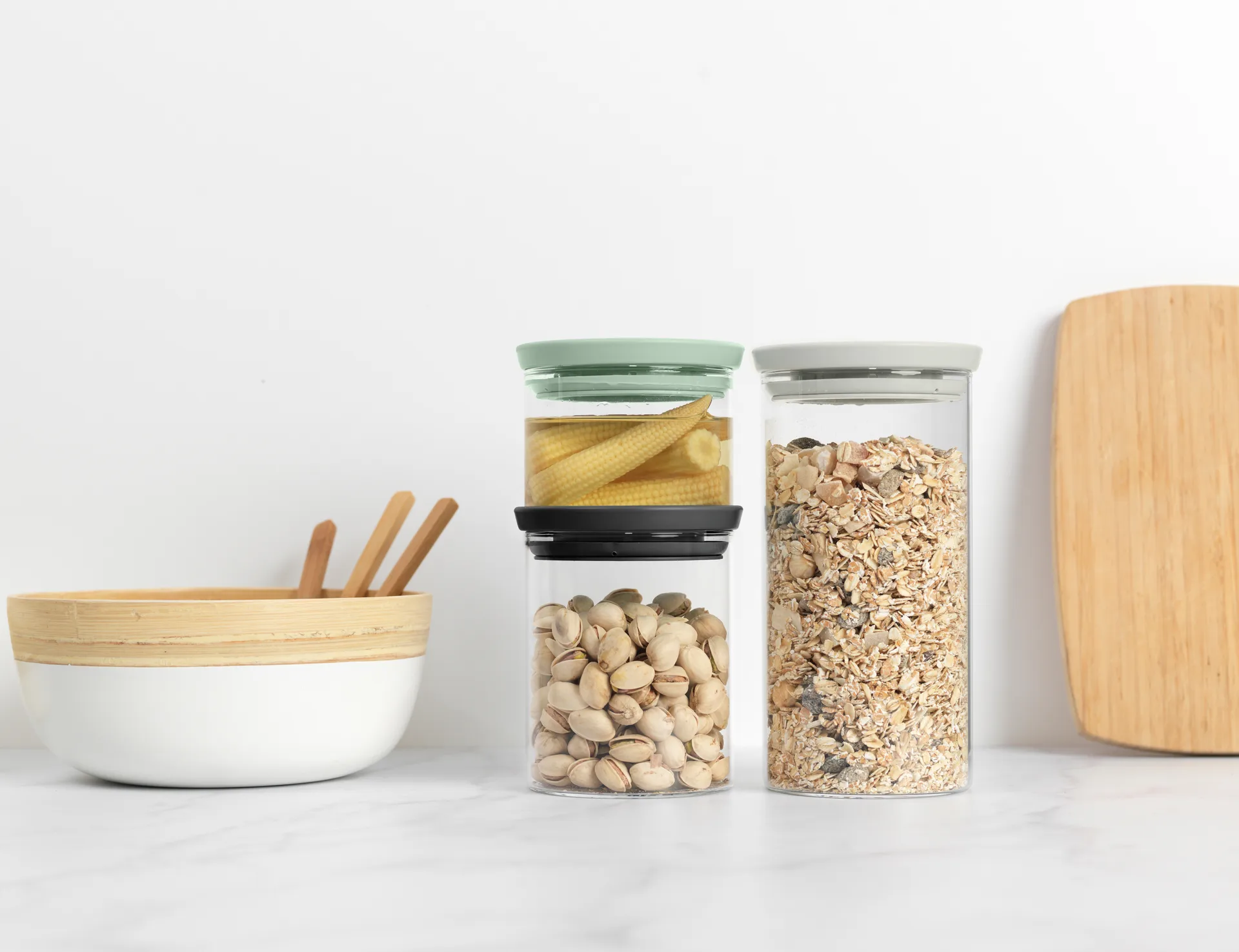 Recipiente de vidro Brabantia, 3 un., Preto-cinza-verde Brabantia