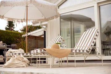 Arts espreguiçadeira 196x96 cm - Branco suave-riscas beges - Brafab