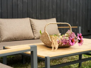 Conjunto de sofá Cap - Antracite-castanho, 6 lugares - Brafab