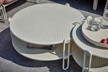 Mesa de centro Blixt - Pearl white, Ø85 cm - Brafab