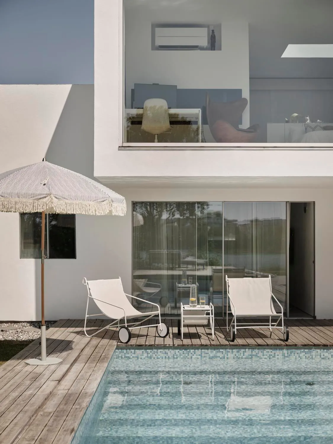 Poul Table mesa lateral, White-off white, 72x44 cm Brafab