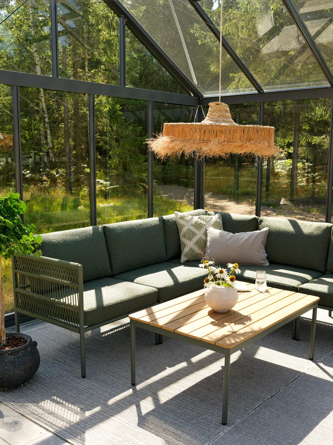 Reno mesa de centro, Nordic green-natural wood, 110x70 cm Brafab