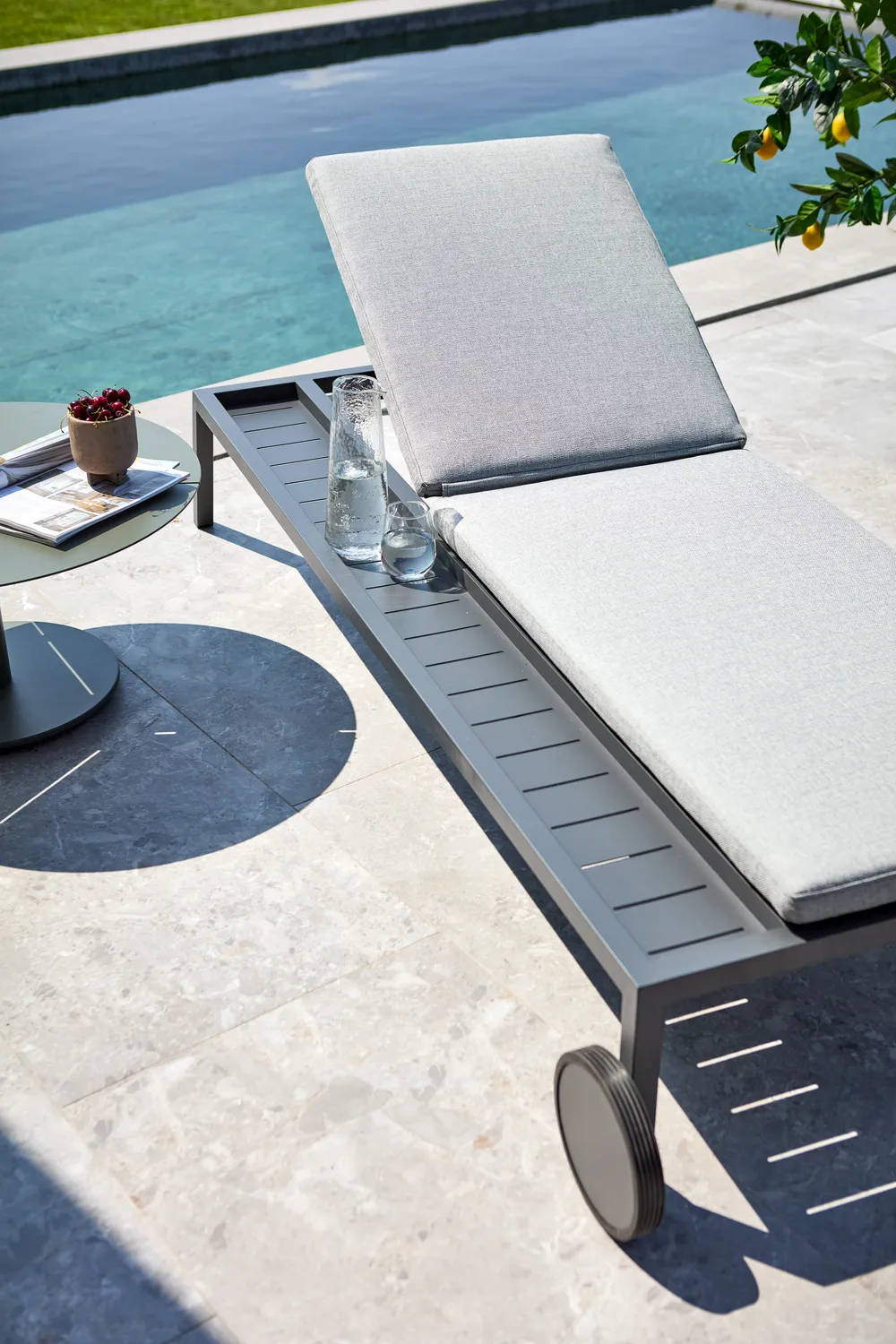 Samvaro espreguiçadeira 218x92 cm, Antracite-verde pérola Brafab