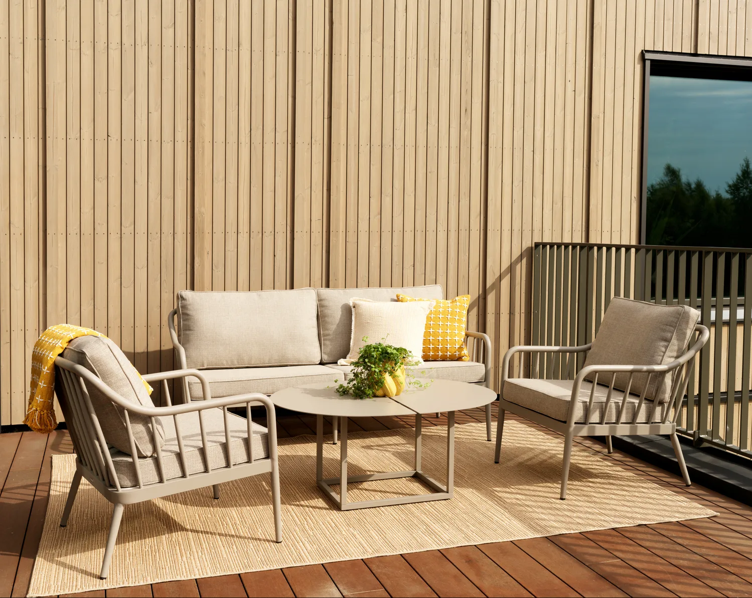 Sofá Coleville, Khaki-burlap beige, 3 lugares Brafab