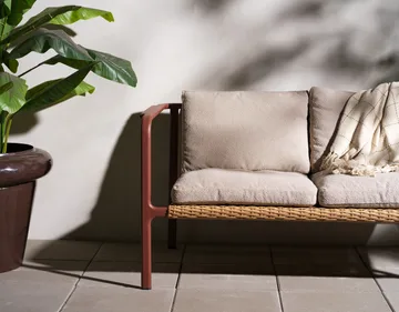 Sofá Motty - Zin red-teddy bege, 2 lugares - Brafab