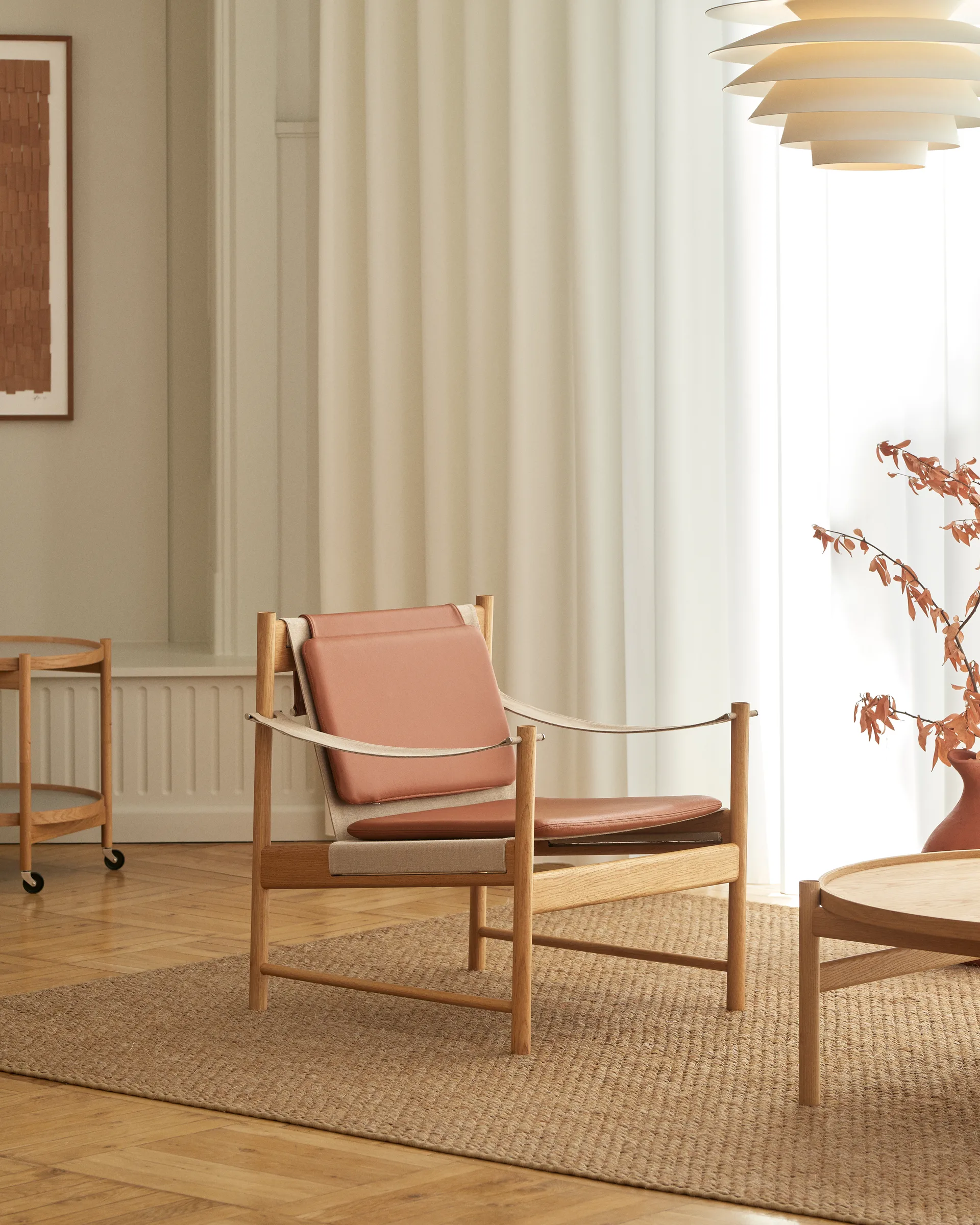 Cadeira lounge HB, Carvalho verniz-Aguardente de Couro Brdr. Krüger