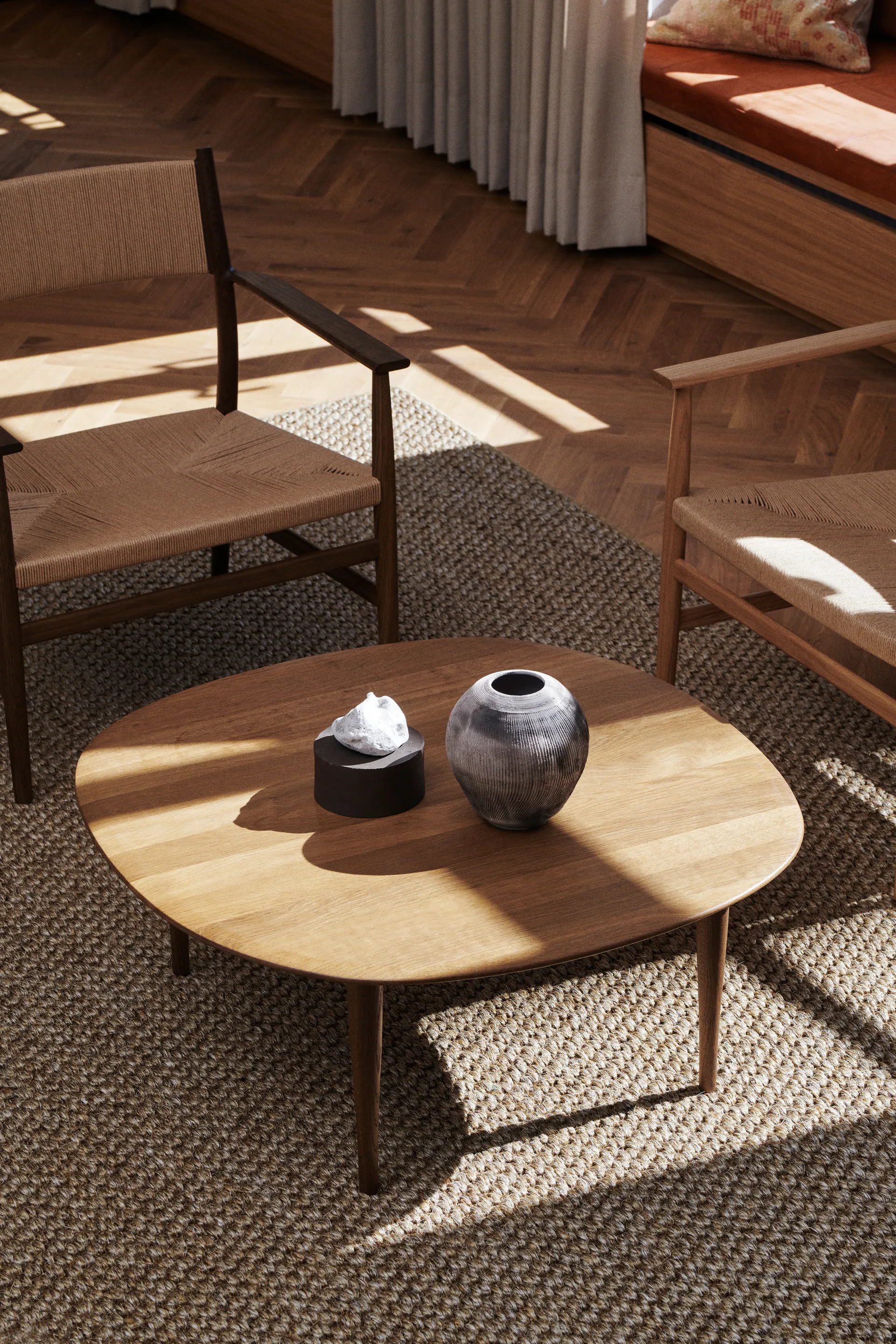 Mesa de centro Jari Ø85 cm, Verniz carvalho fumado Brdr. Krüger