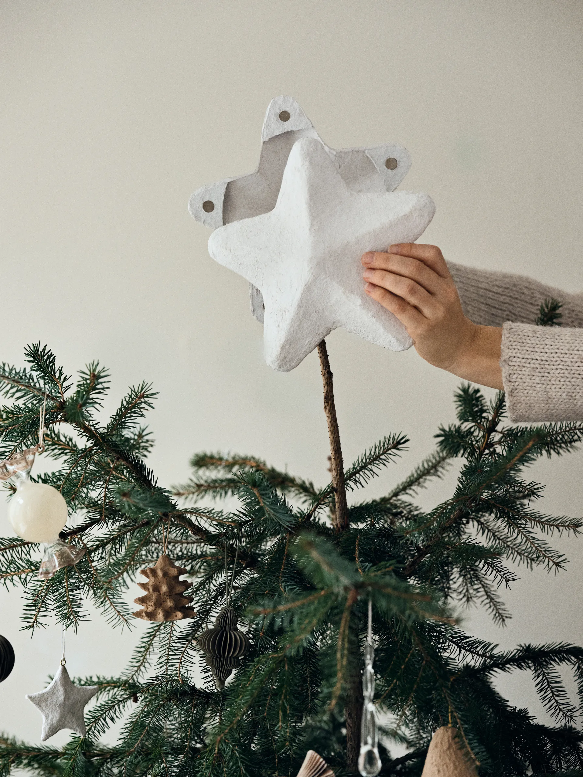 Estrela topo árvore natal Pulp 22 cm, Branco Broste Copenhagen