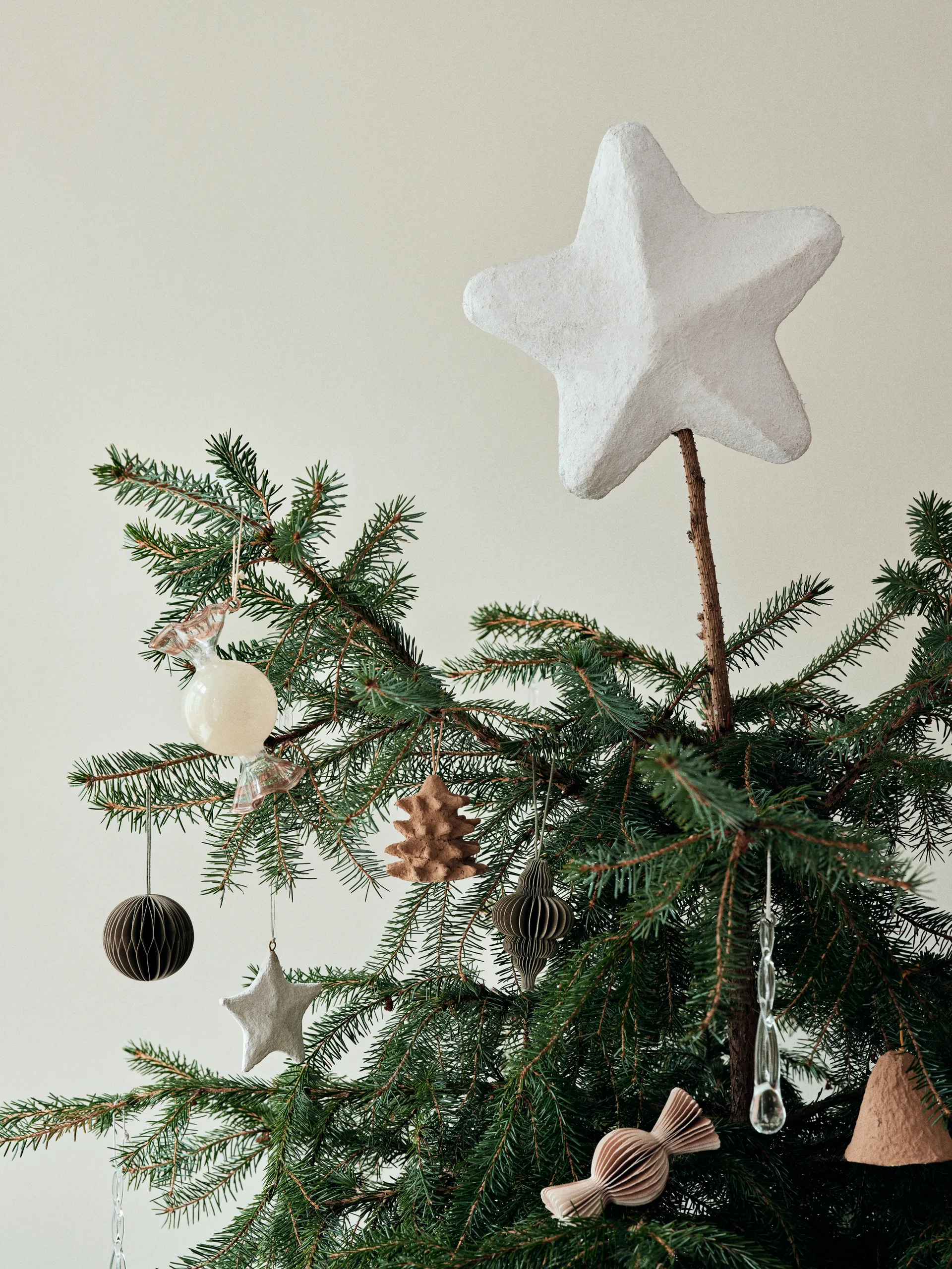 Estrela topo árvore natal Pulp 22 cm, Branco Broste Copenhagen