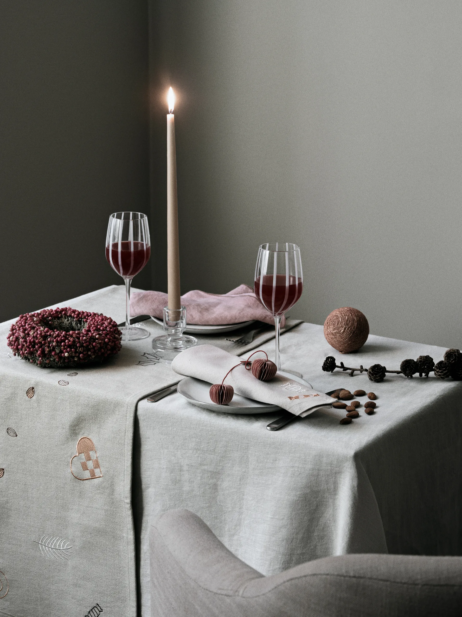 Guardanapo de pano Fryd 45x45 cm 4 unidades , Cinzento quente-bege Broste Copenhagen