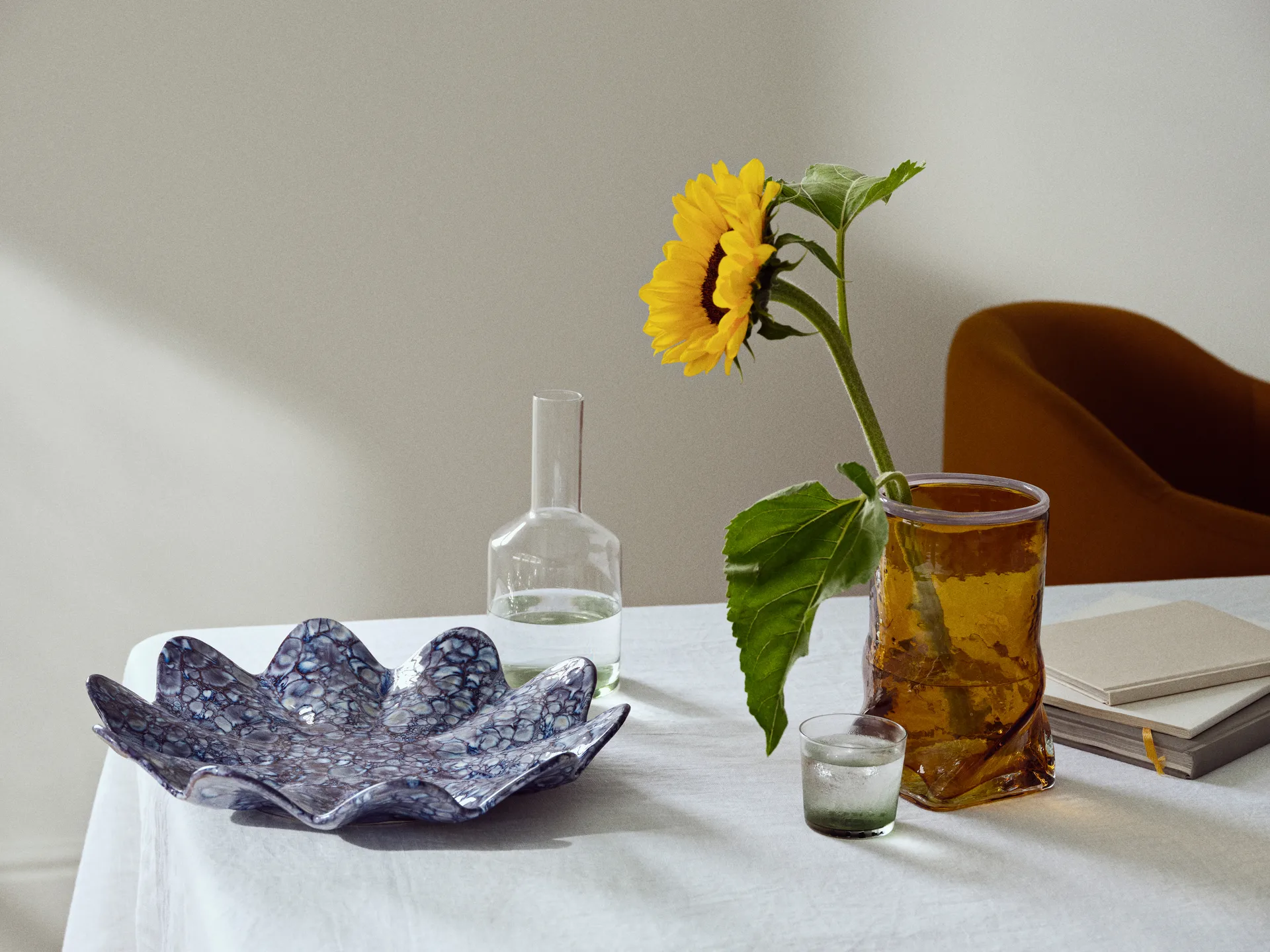 Lilja pires decorativo Ø38 cm, Azul intenso-branco Broste Copenhagen