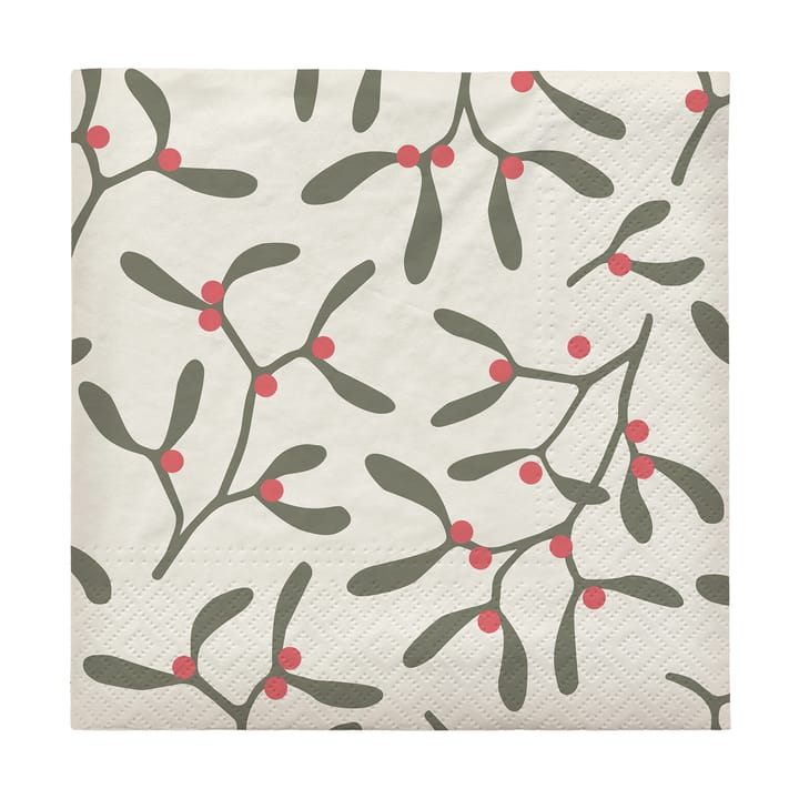 Mistletoe guardanapo de papel 33x33 20 unidades - Vermelho pompéia - Broste Copenhagen
