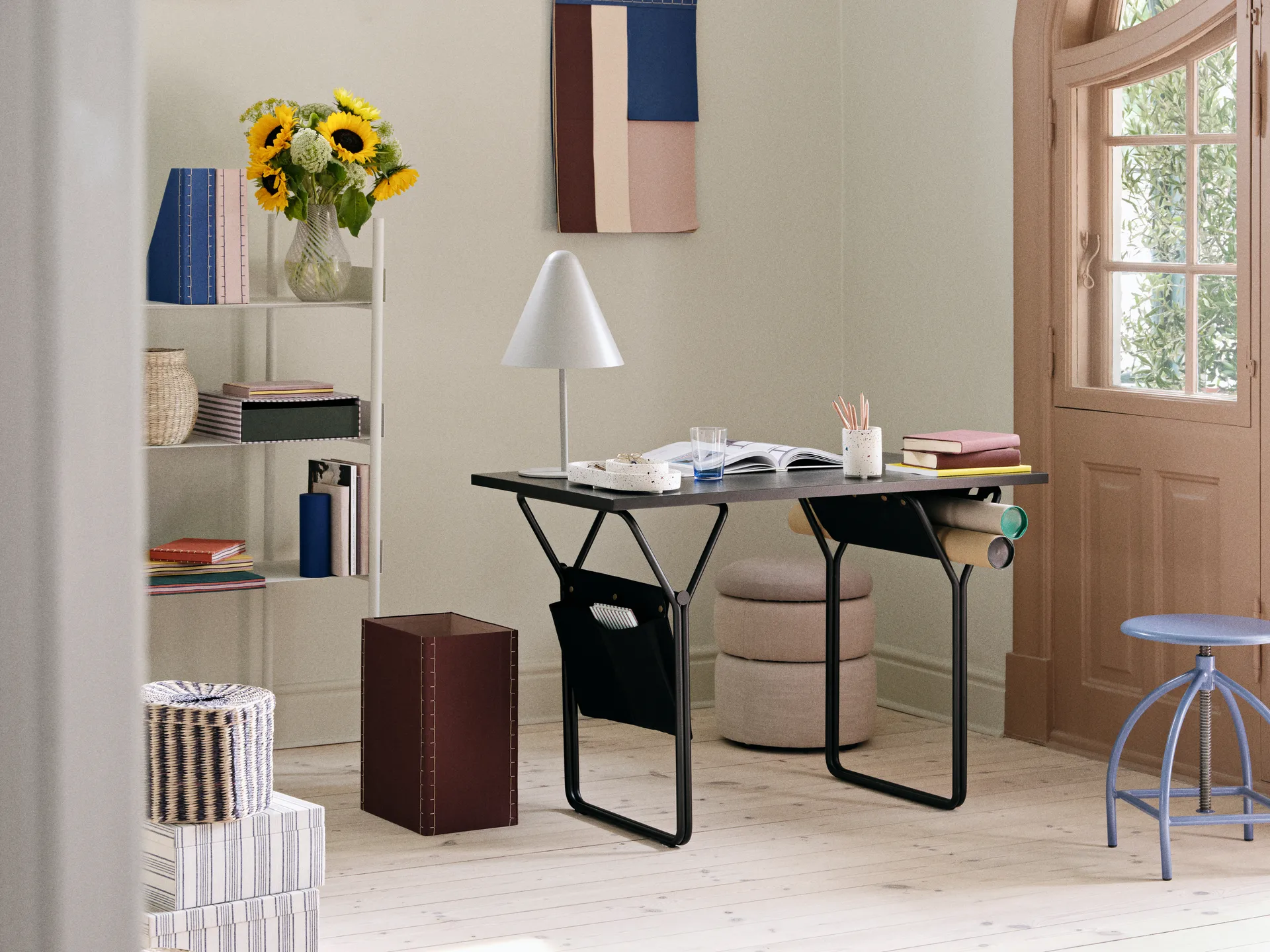 Polly caixa de armazenamento 3 peças, Natural-preto Broste Copenhagen