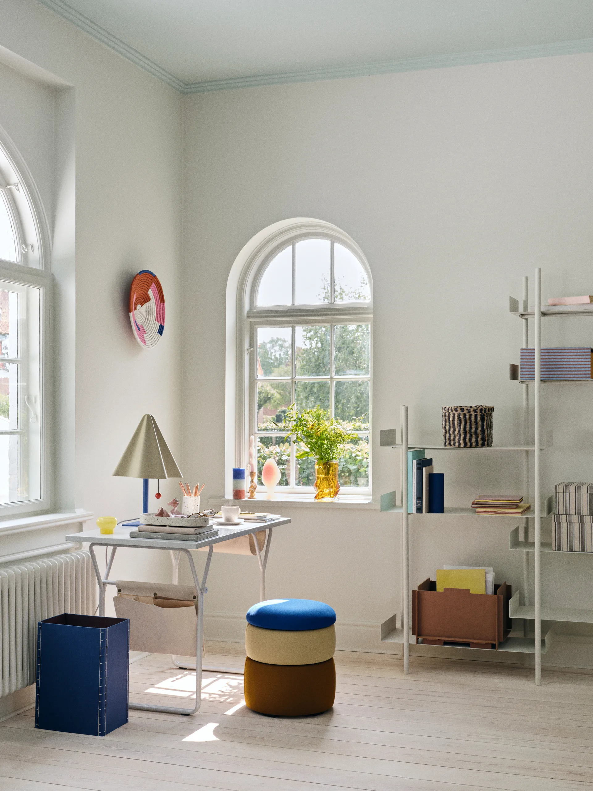 Pufe Pond 42 cm, Blue-sand-ochre Broste Copenhagen