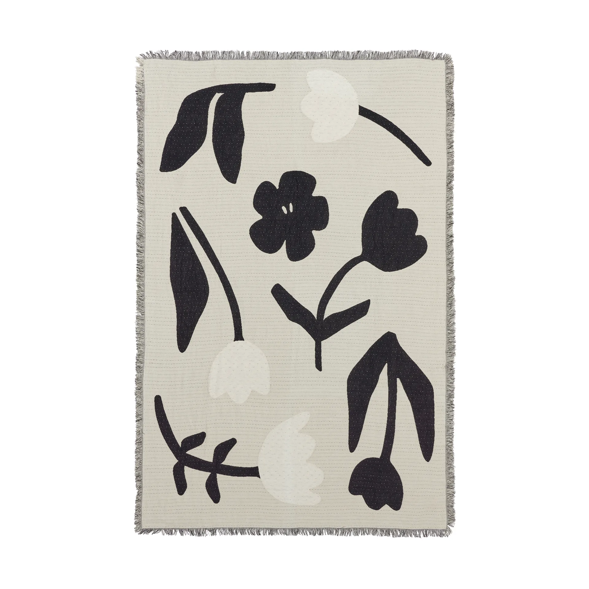 Rosita manta 130x180 cm, Black-off white Broste Copenhagen