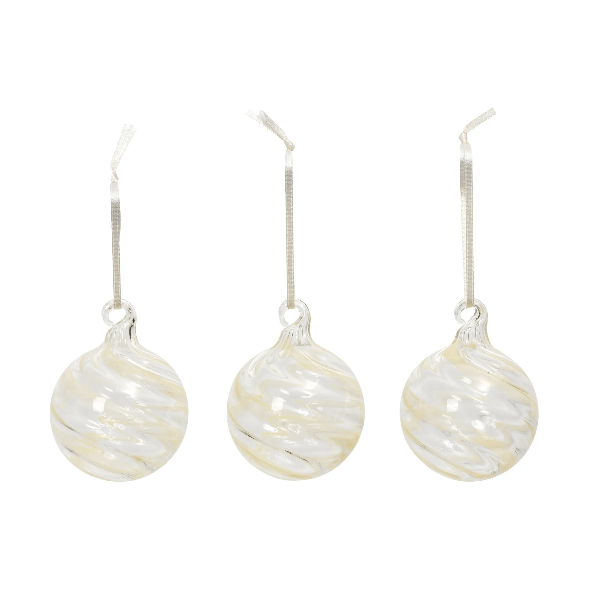 Swirl bola de Natal, Off White-Clear Broste Copenhagen