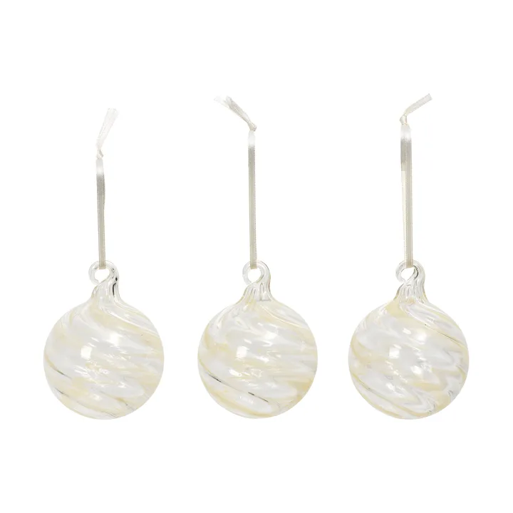 Swirl bola de Natal - Off White-Clear - Broste Copenhagen