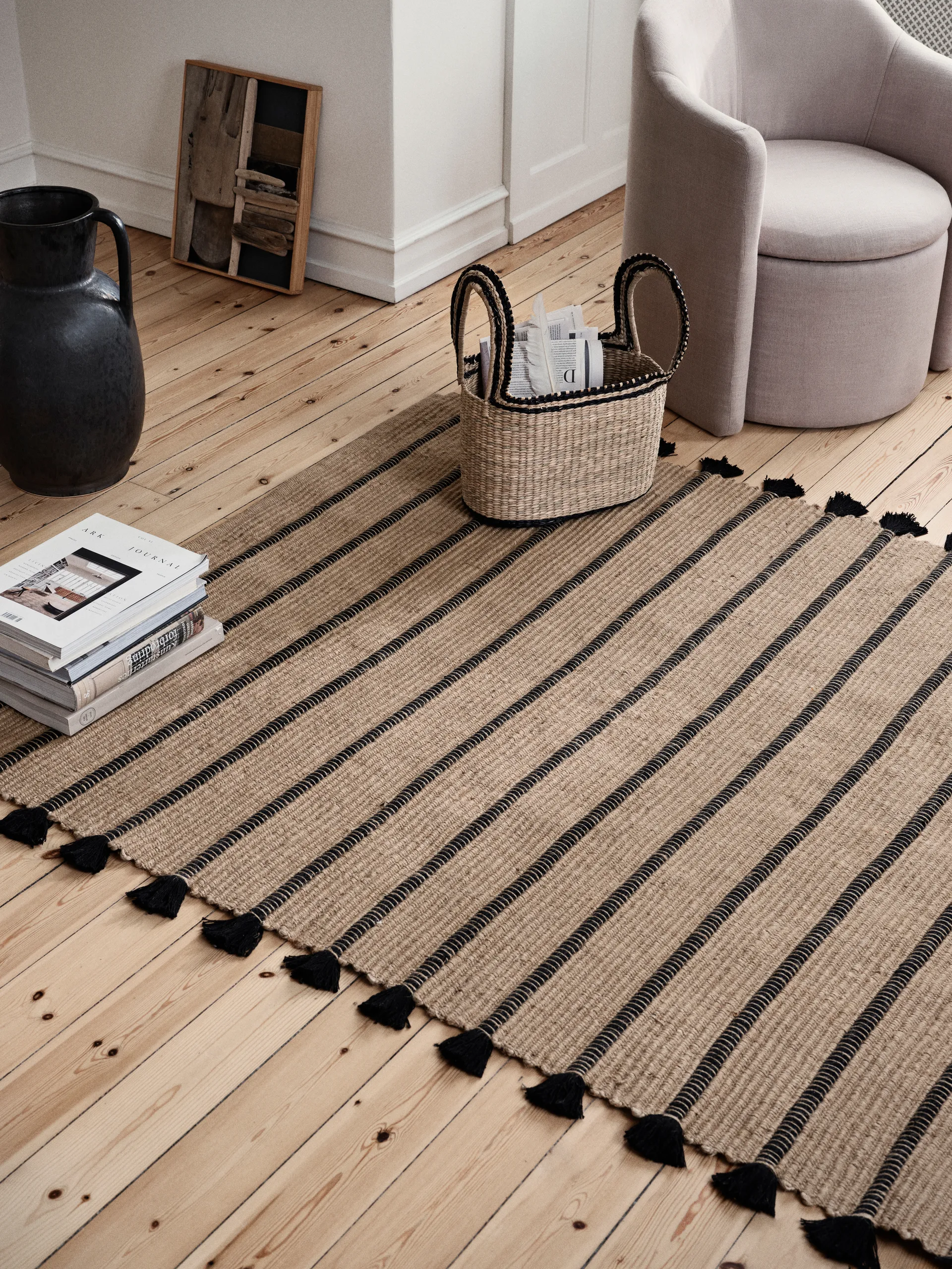 Tapete Ezra 70x140 cm, Natural-black Broste Copenhagen