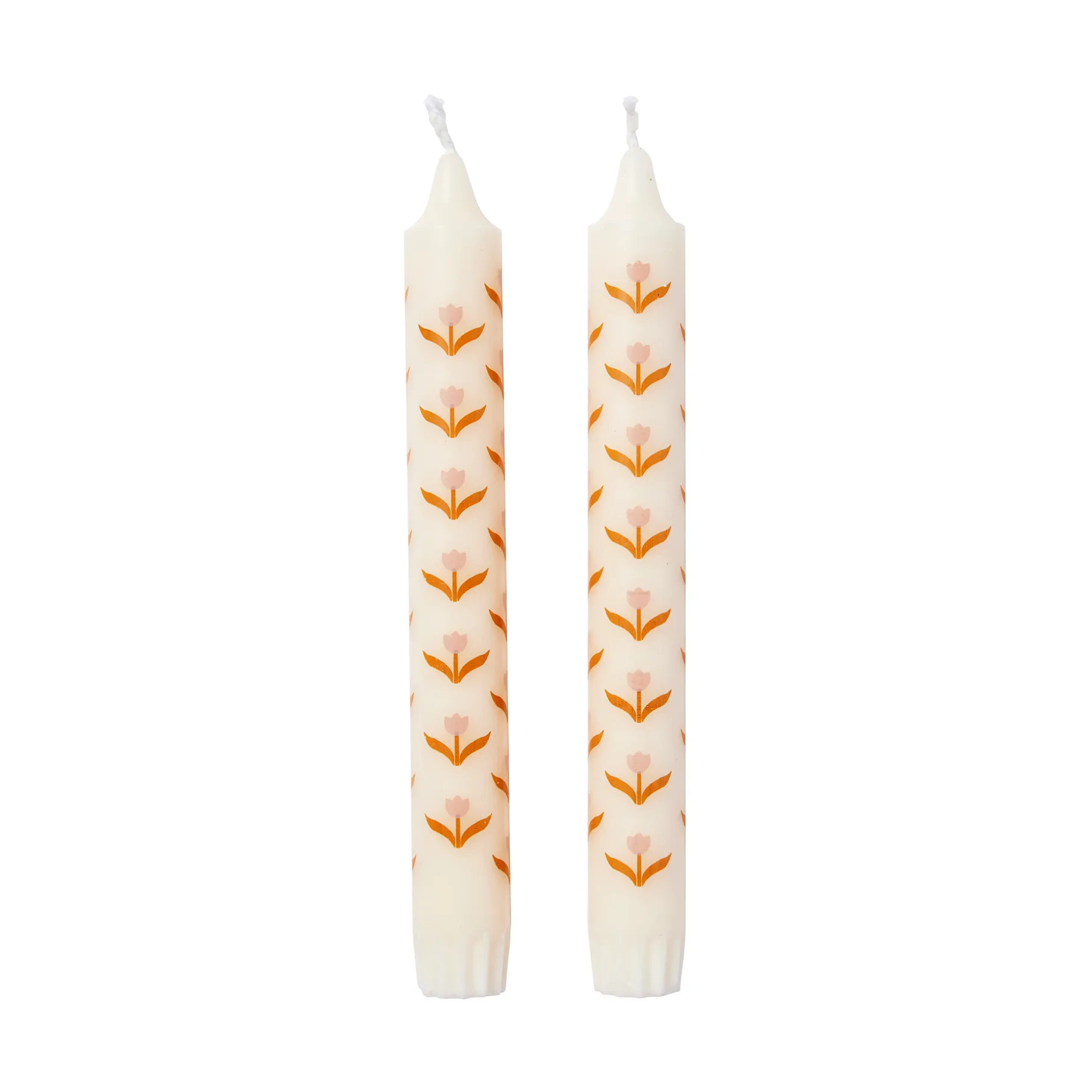 Tulip velas de haste 2 unidades, Branco-rosa suave Broste Copenhagen