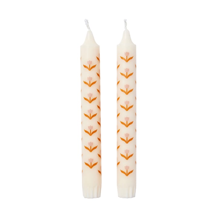 Tulip velas de haste 2 unidades - Branco-rosa suave - Broste Copenhagen