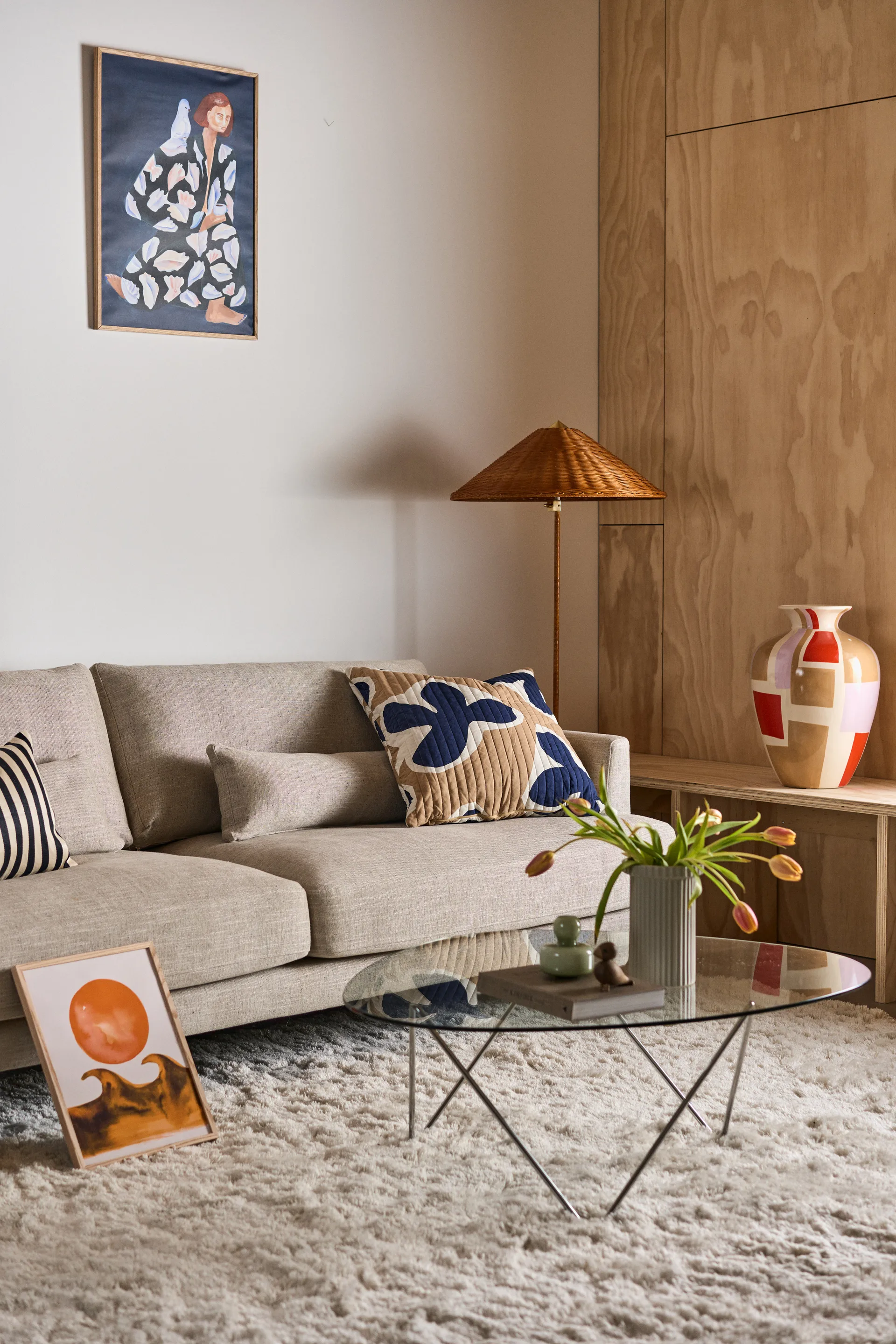 Vaso Dana 50 cm, Off-white-orange-purple-grey Broste Copenhagen