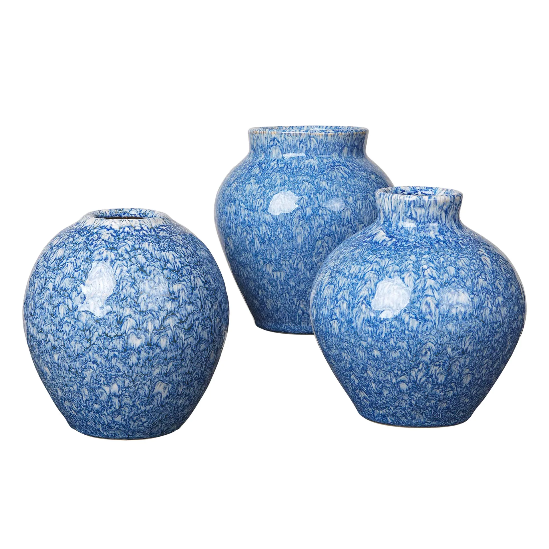 Vaso de cerâmica Ingrid 14,5 cm, 3 un., insignia blue-white Broste Copenhagen