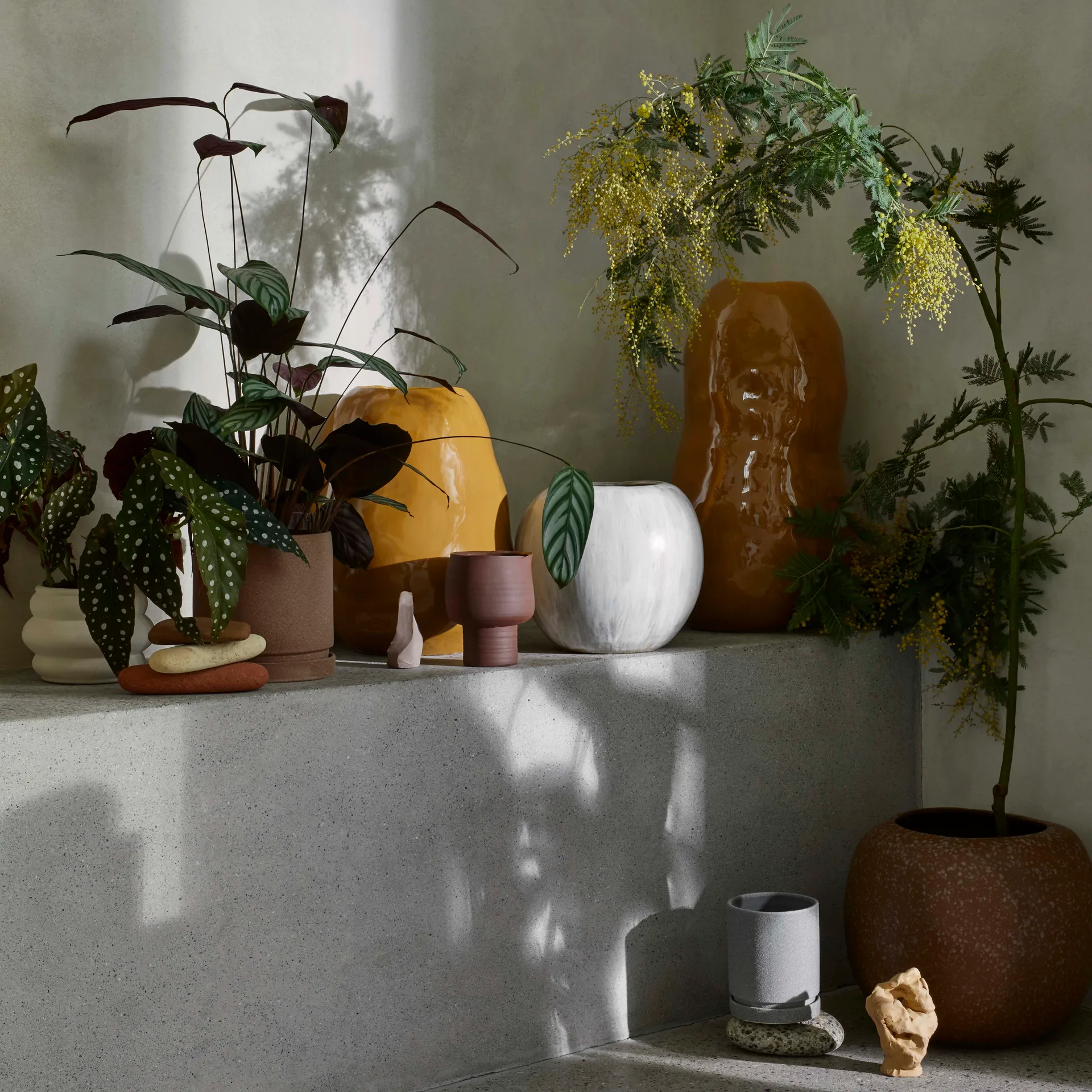 Vaso de flores com prato Polaris Ø14 cm, tradewinds blue Broste Copenhagen