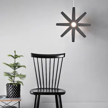 Candeeiro suspenso Fling 33 - Cinzento claro mate, cordão de plástico branco - Bsweden