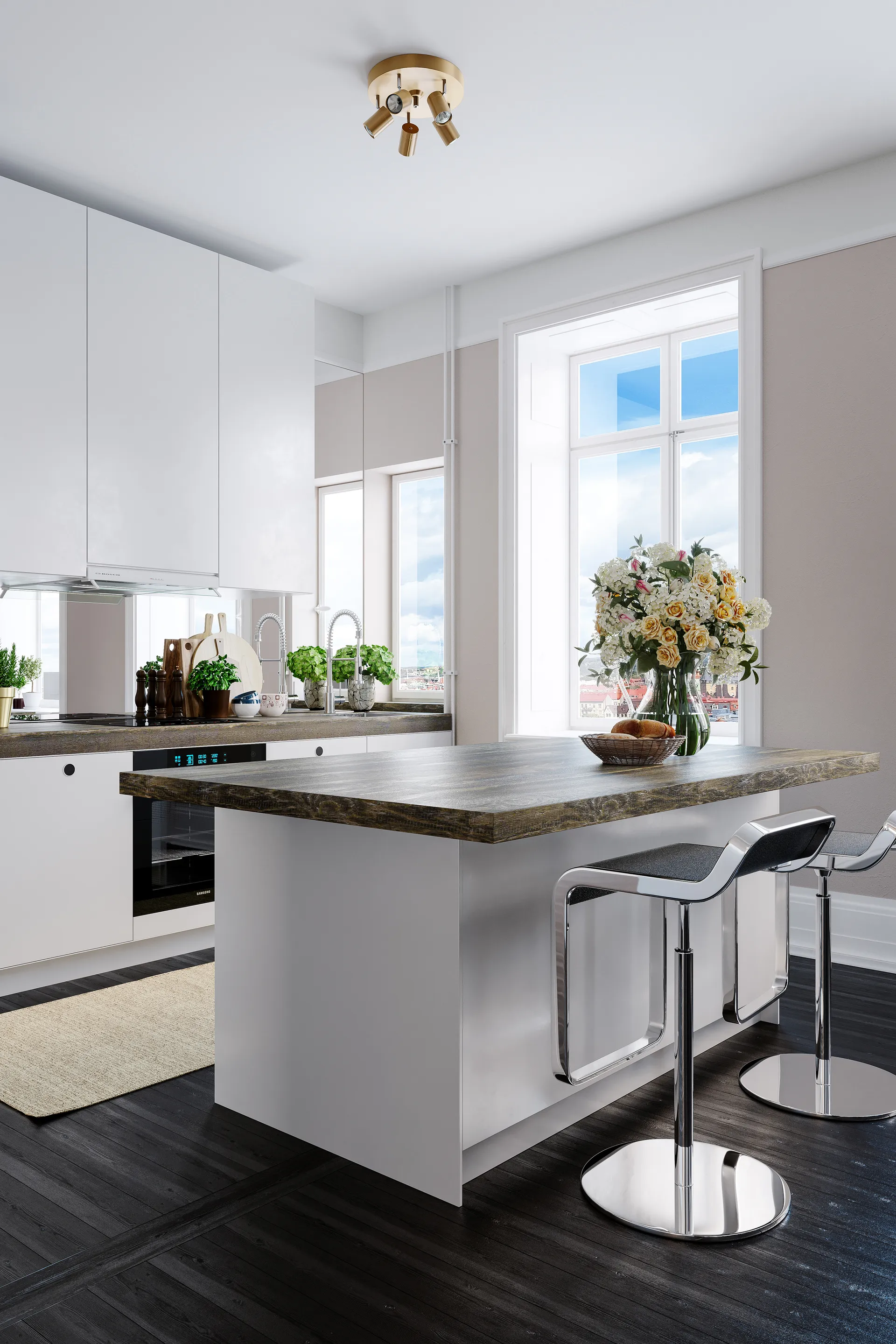 Candeeiro de focos de teto Correct 3, Dourado By Rydéns