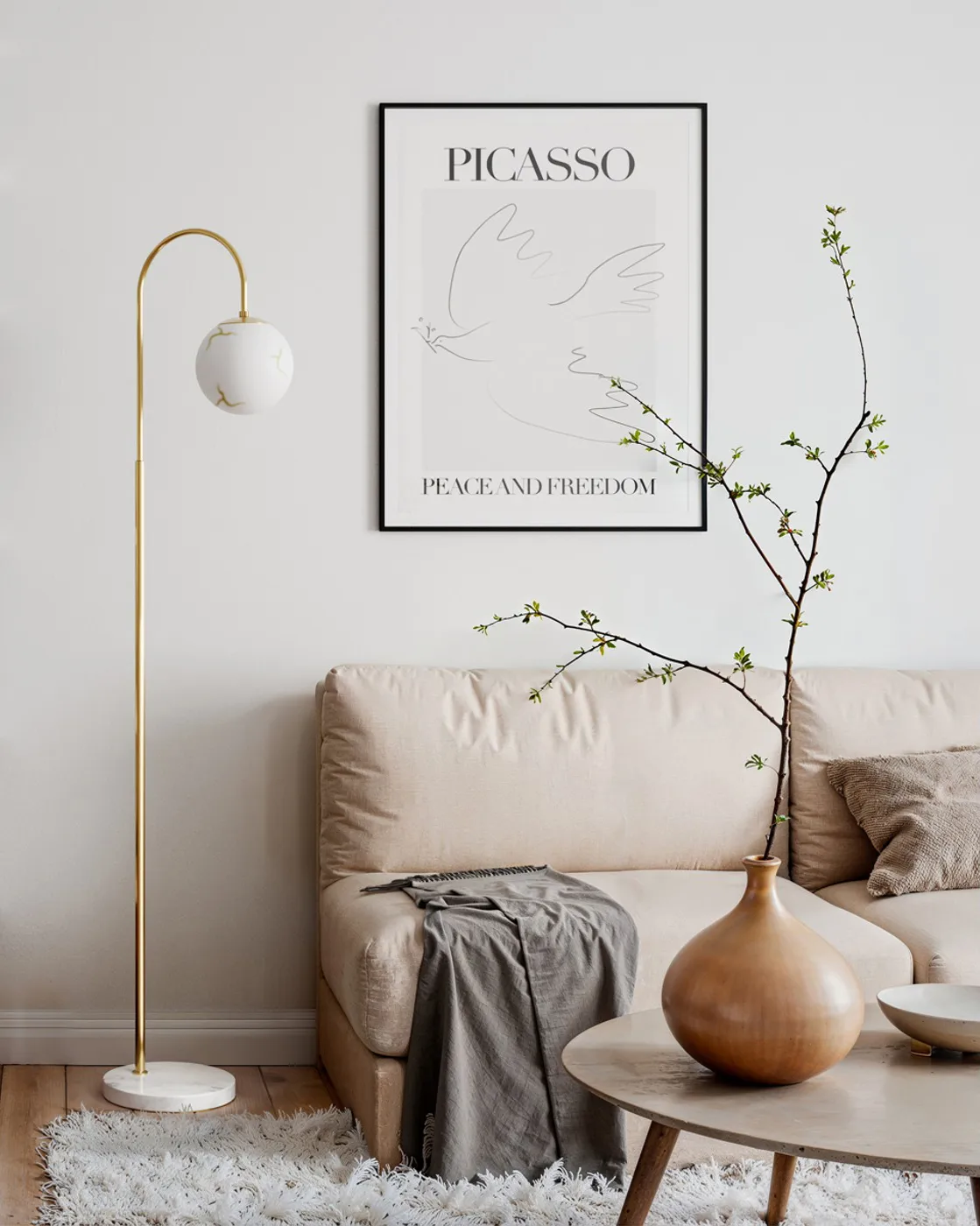 Candeeiro de pé Bellagio 163 cm, Latão-branco By Rydéns