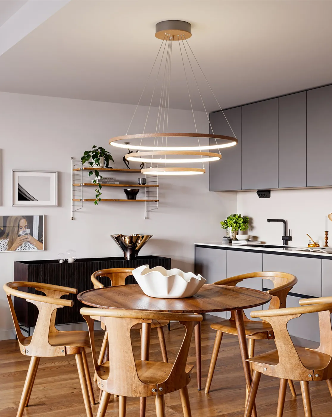 Candeeiro de teto Trione Ø80 cm, Nogueira By Rydéns