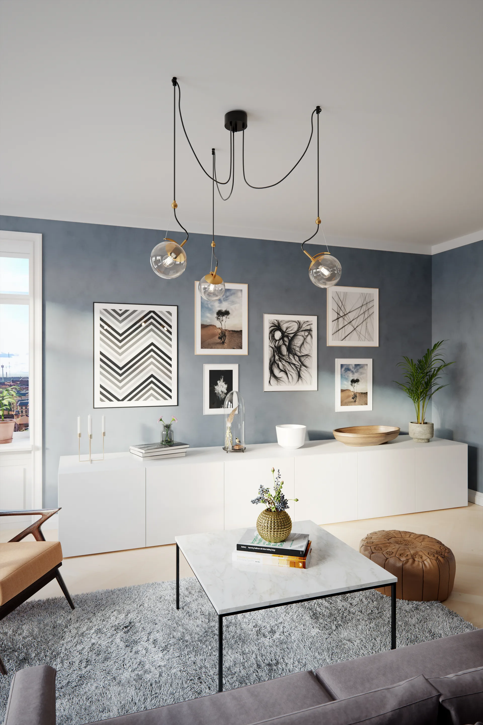 Candeeiro suspenso Carry 18 cm, 3 cinza By Rydéns