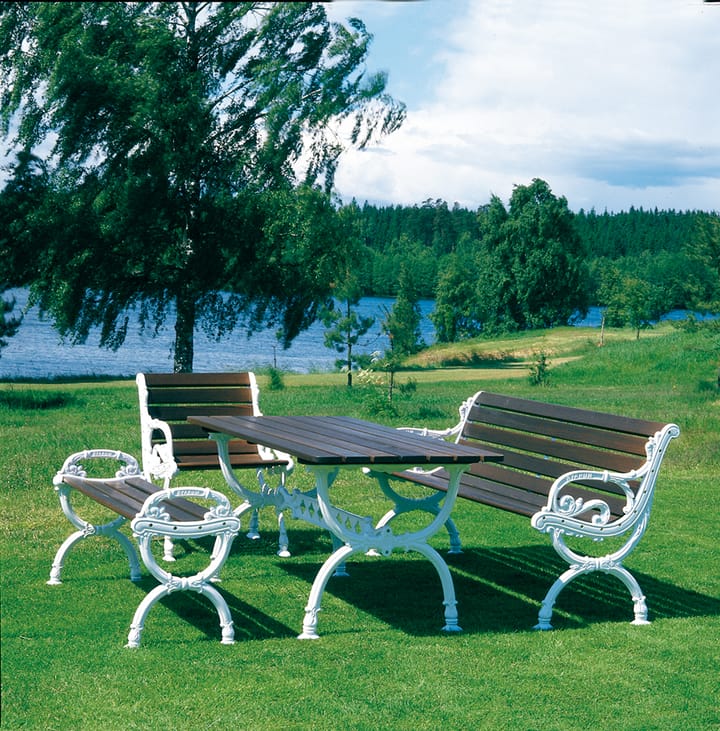 Mesa Byarum 142x72 cm, Pinho branco lacado, suporte preto Byarums bruk