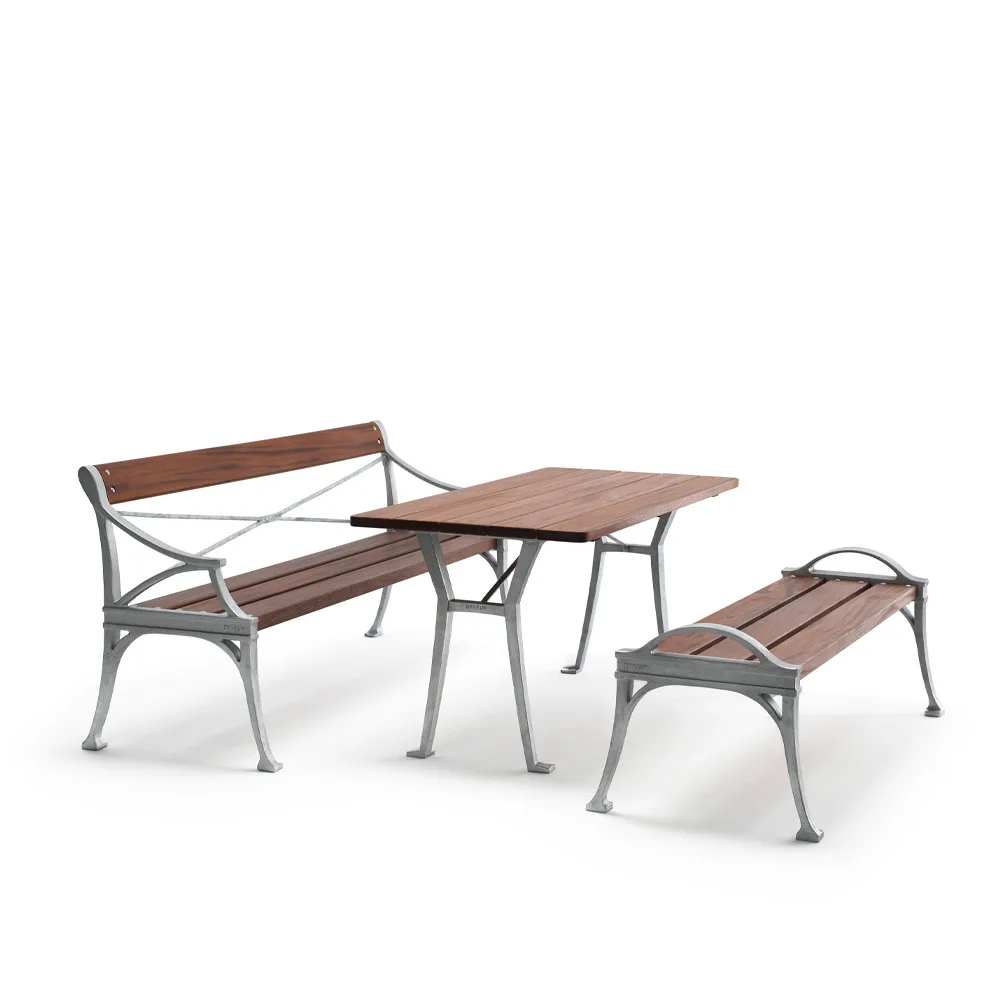 Mesa Lessebo, Mogno, suporte de alumínio bruto Byarums bruk