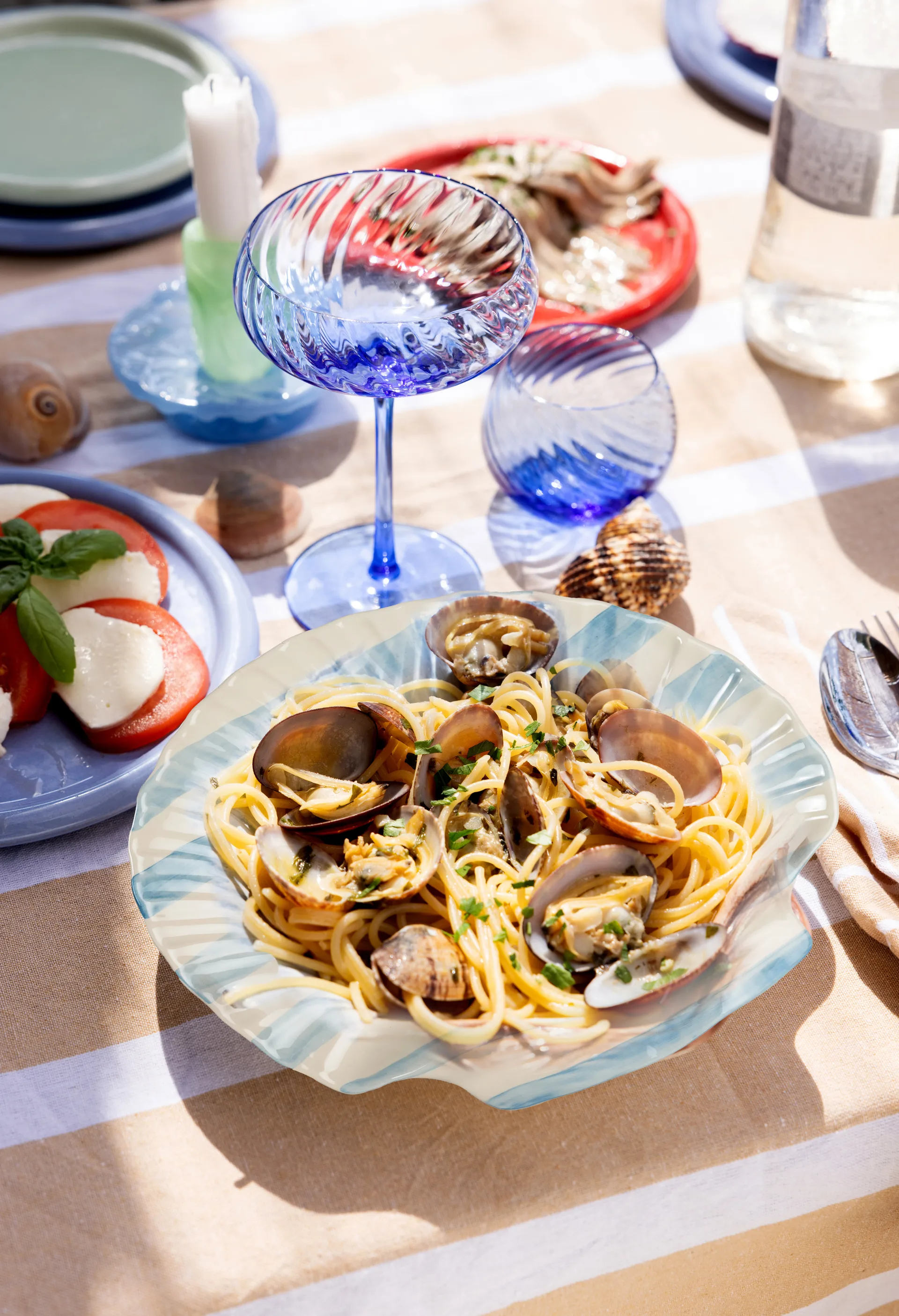 Armona stripe prato 23,5x23,5 cm, Azul claro-branco Byon