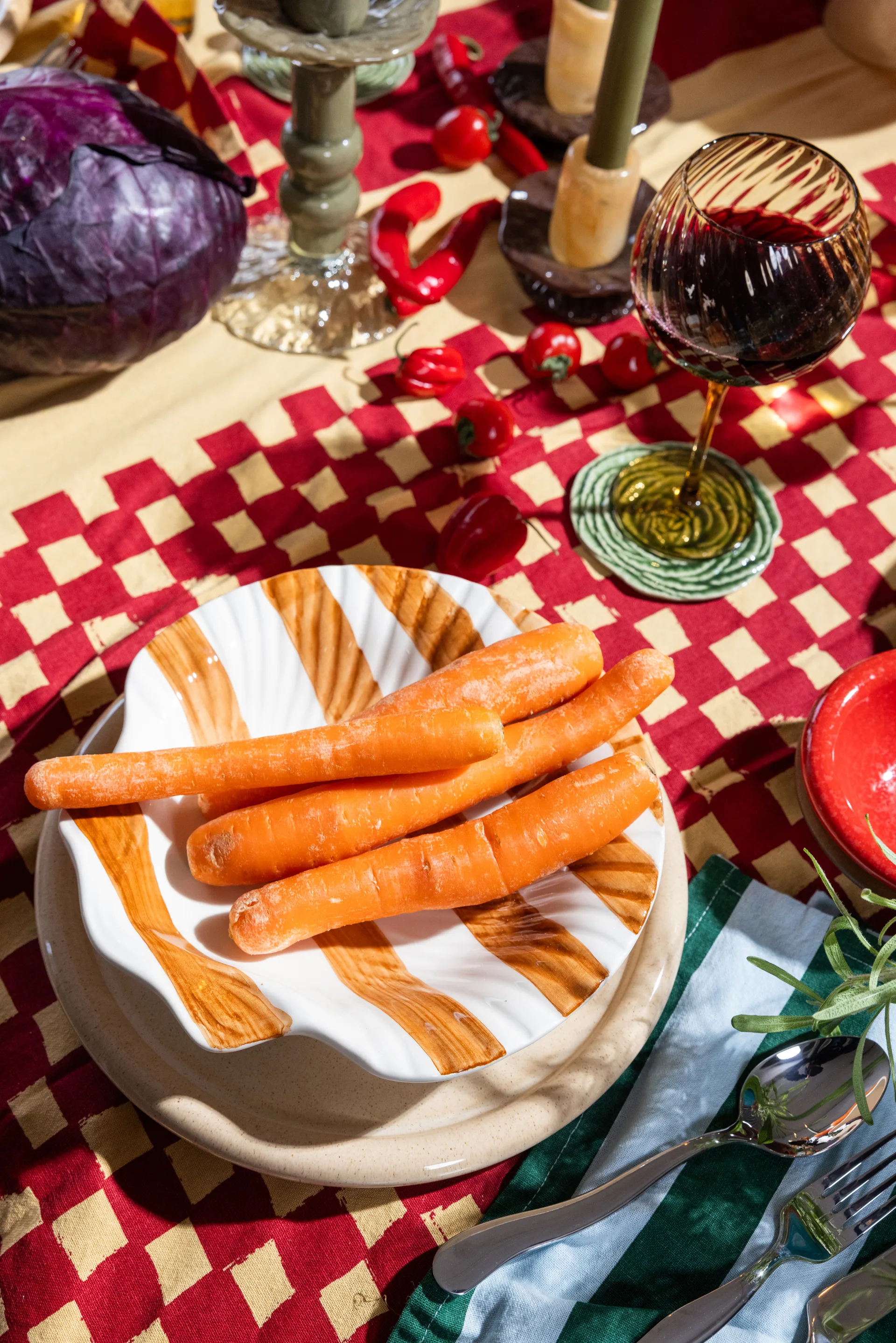 Armona stripe prato 23,5x23,5 cm, Castanho claro-branco Byon