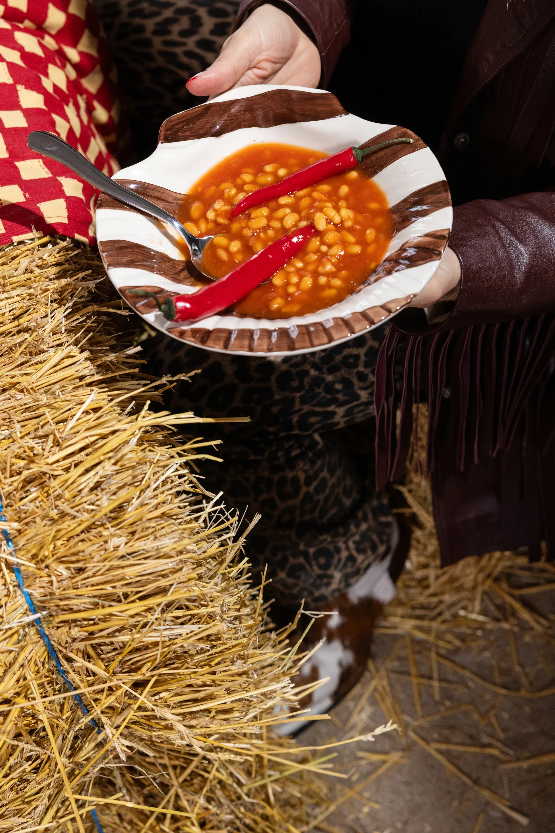 Armona stripe prato 23,5x23,5 cm, Castanho escuro-branco Byon